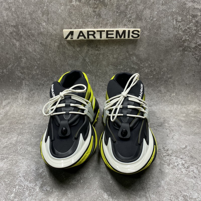 Balmain Black & Green Unicorn Sneakers