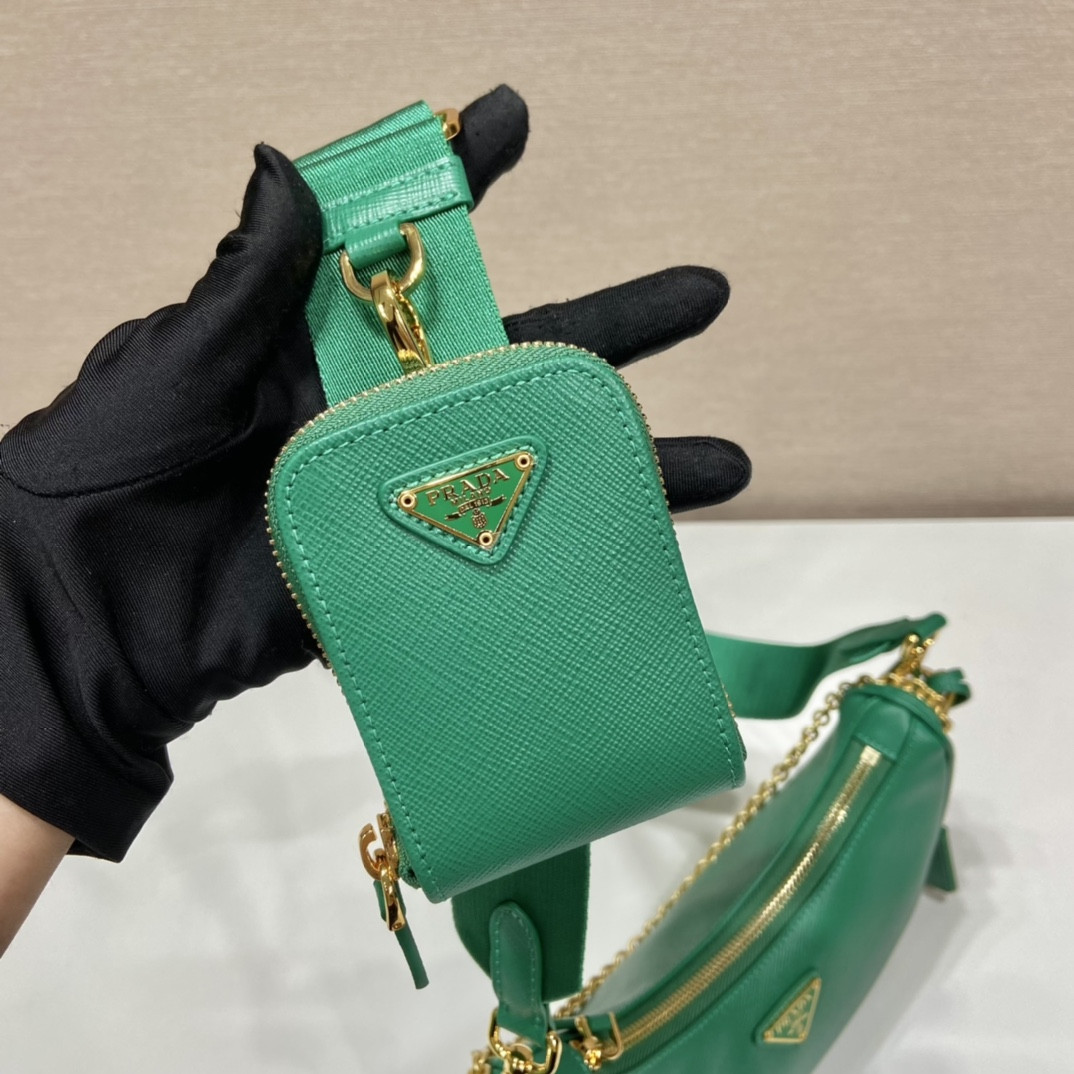Pra*a re-edition 2005 saffiano leather bag green
