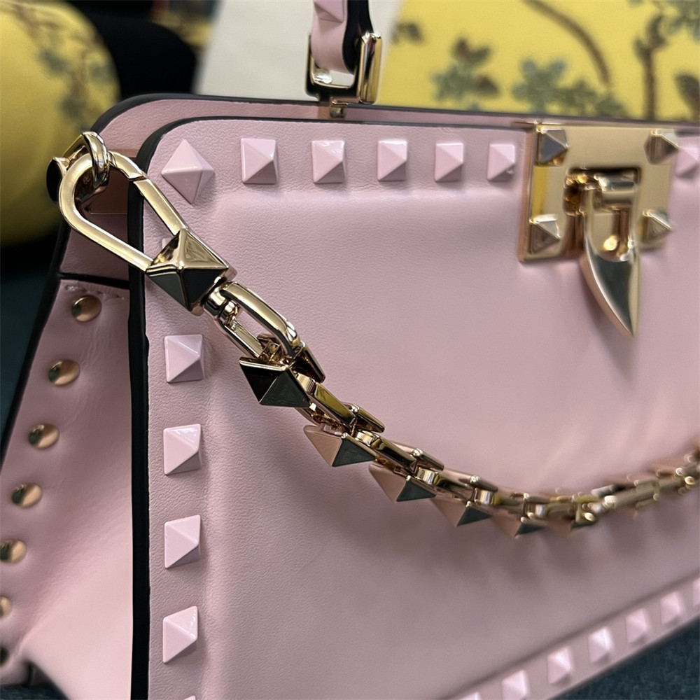 Va1e*ntin0 garavani rockstud23 smooth calfskin handbag pink