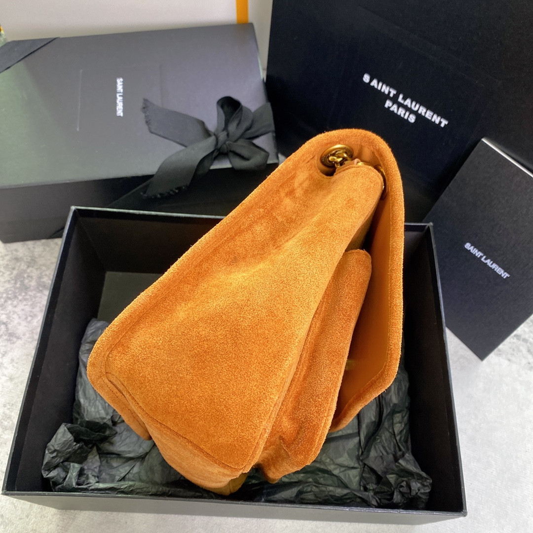 Y*L niki medium in suede orange 11 x 7.8 x 3.3 inches