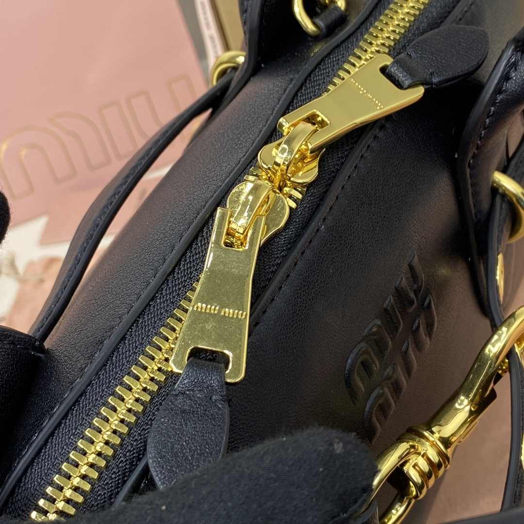 Miu Miu Aventure nappa leather top-handle bag 17x33x11cm