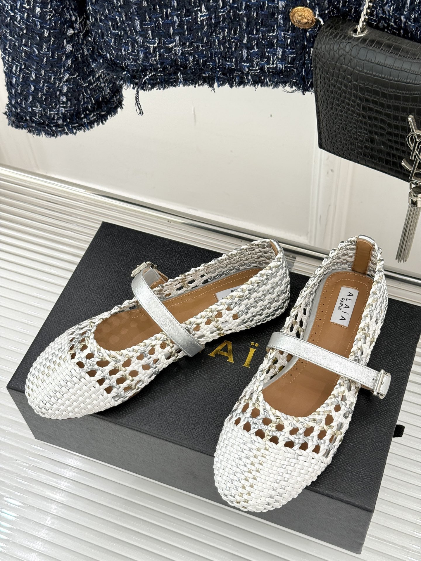 UA Alaïa Hollow Woven Mary Jane Flats(Customized Size 7-10 days production time)