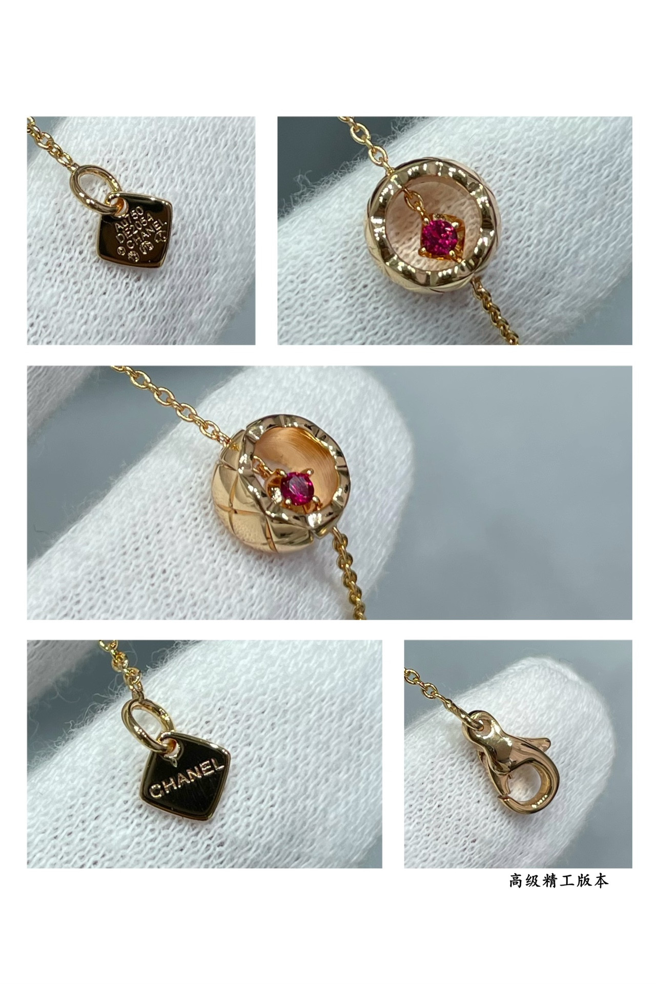 Ch**el Carved D1am0nd-shaped gold bead Bracelet