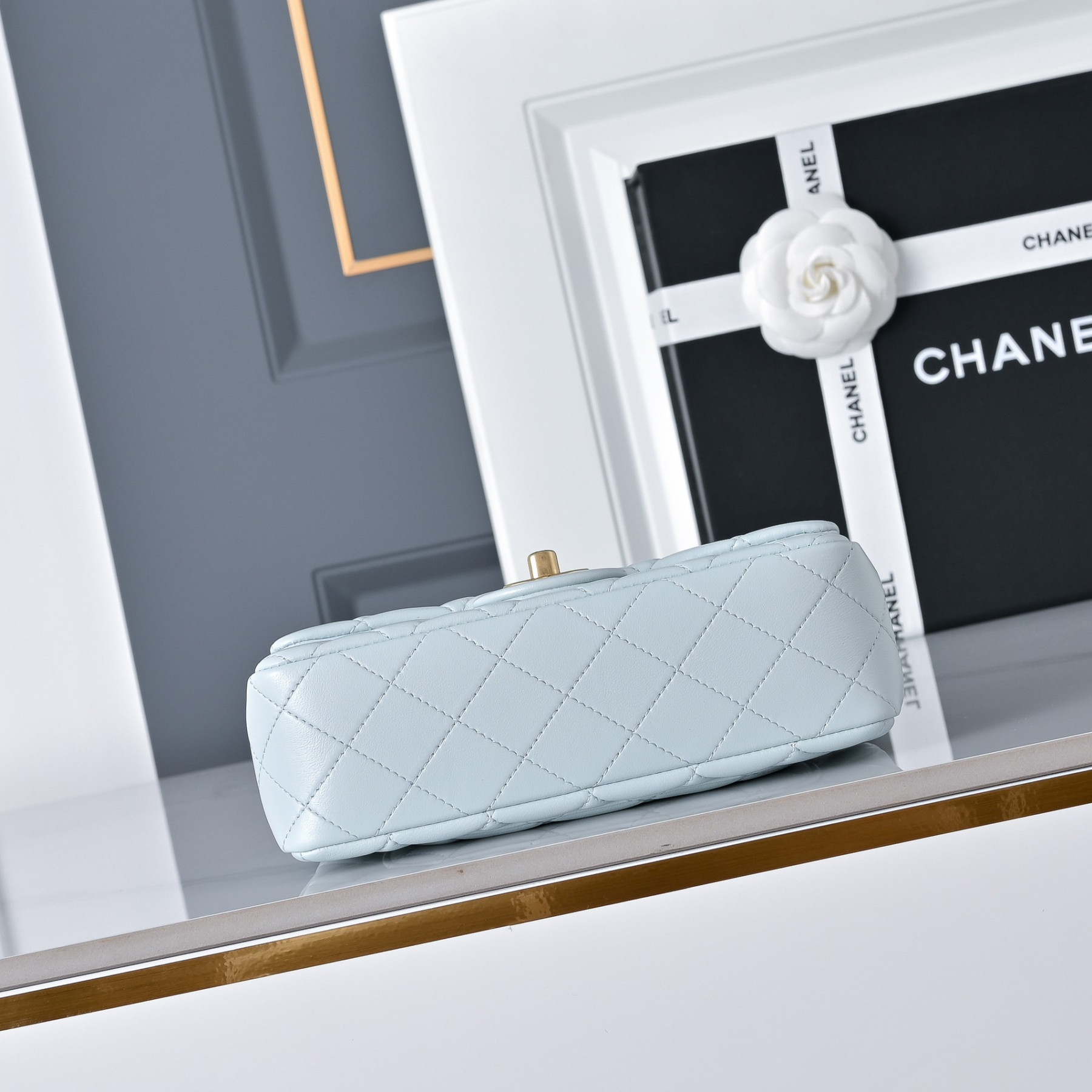 Ch**el Flap Bag Light Blue AS1787 20x13x7cm