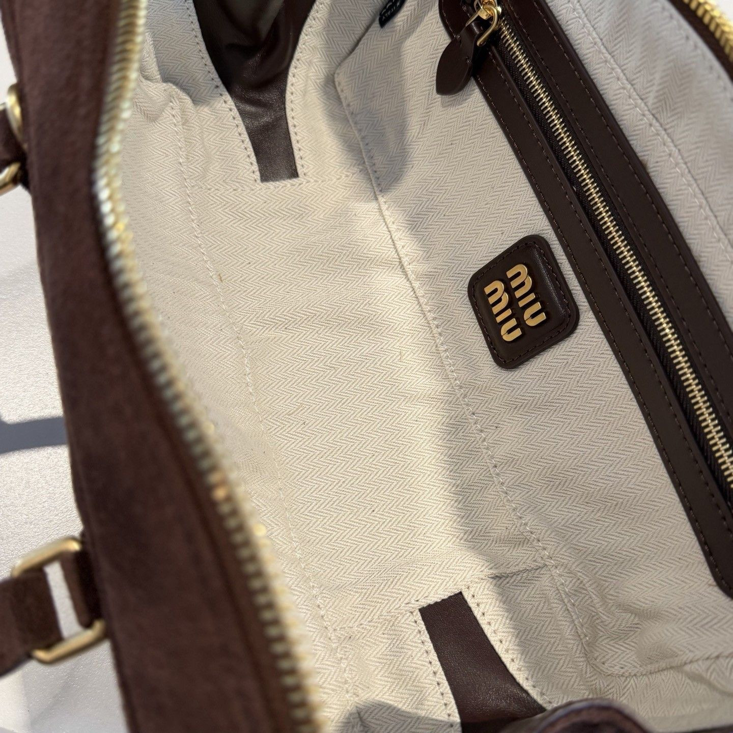 MIU MIU Arcadie Padded Suede Top-handle Bag 27x12x9cm