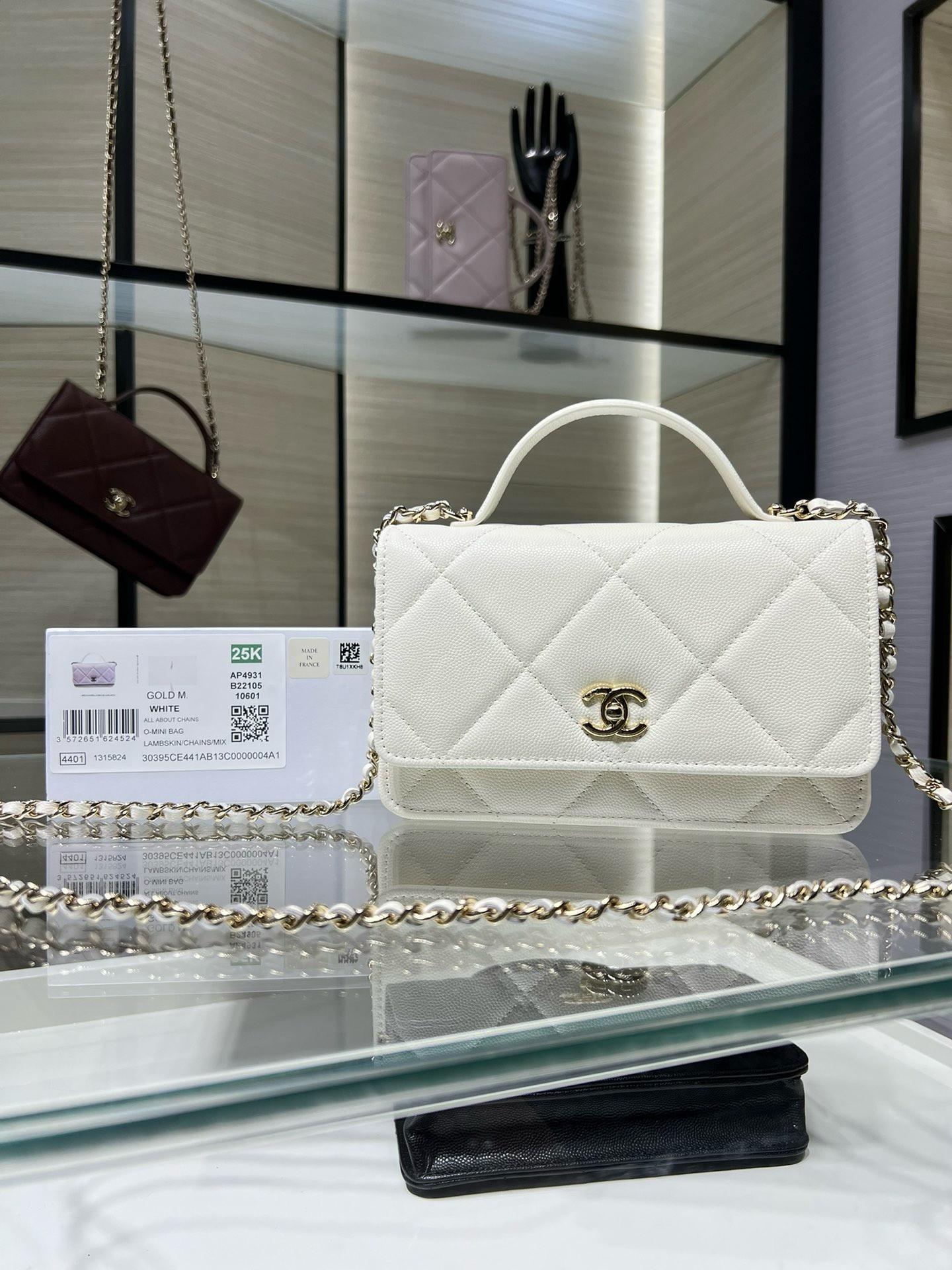 Ch**el flap bag with top handle 19x12x3.5cm