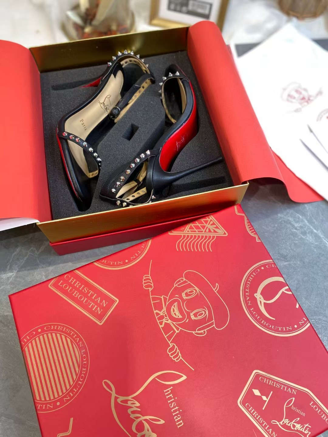 UA Chr1st1an Louboutin So Me Spike Strappy Sandals