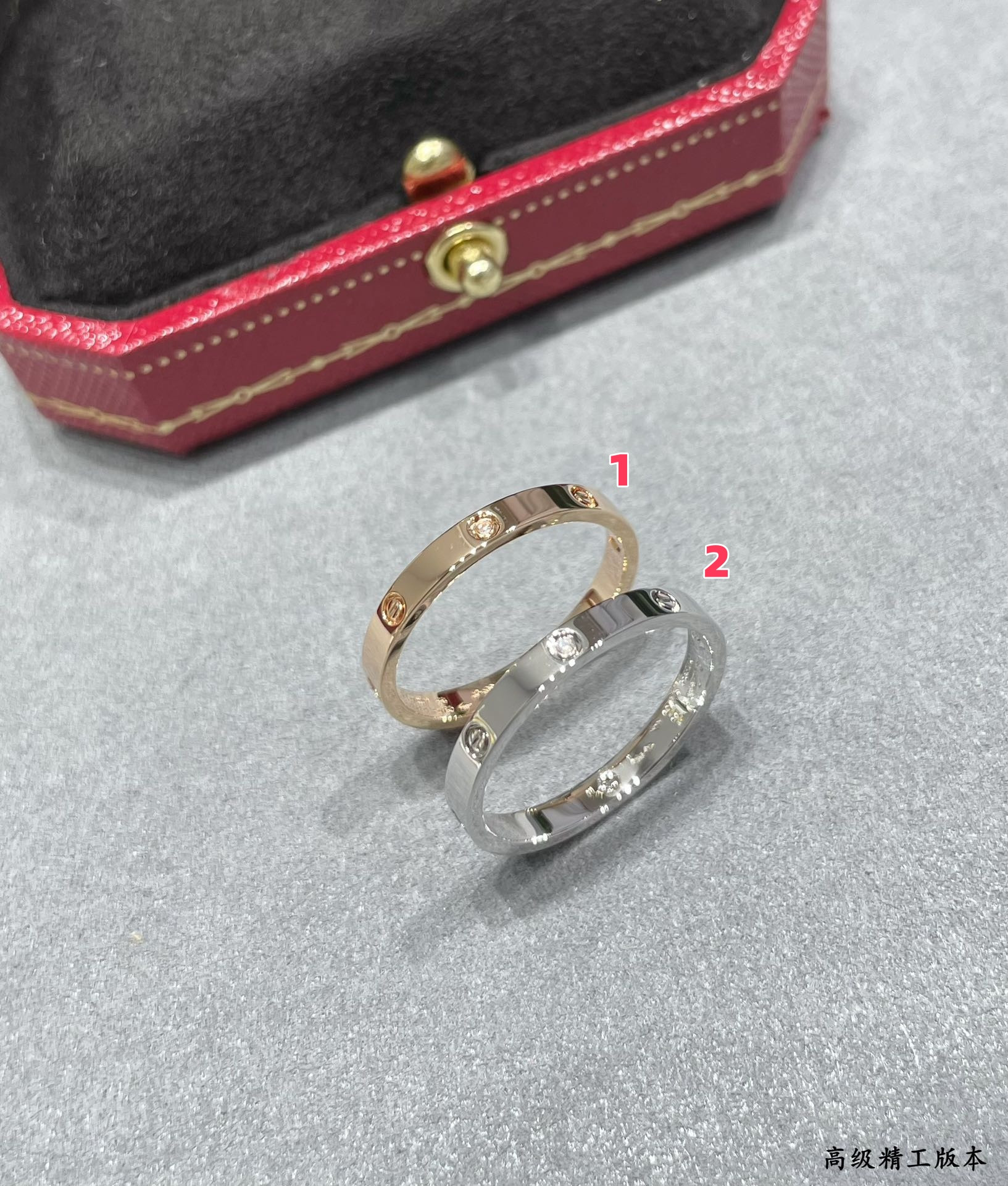 Ca*t1er narrow version four D1am0nd love ring