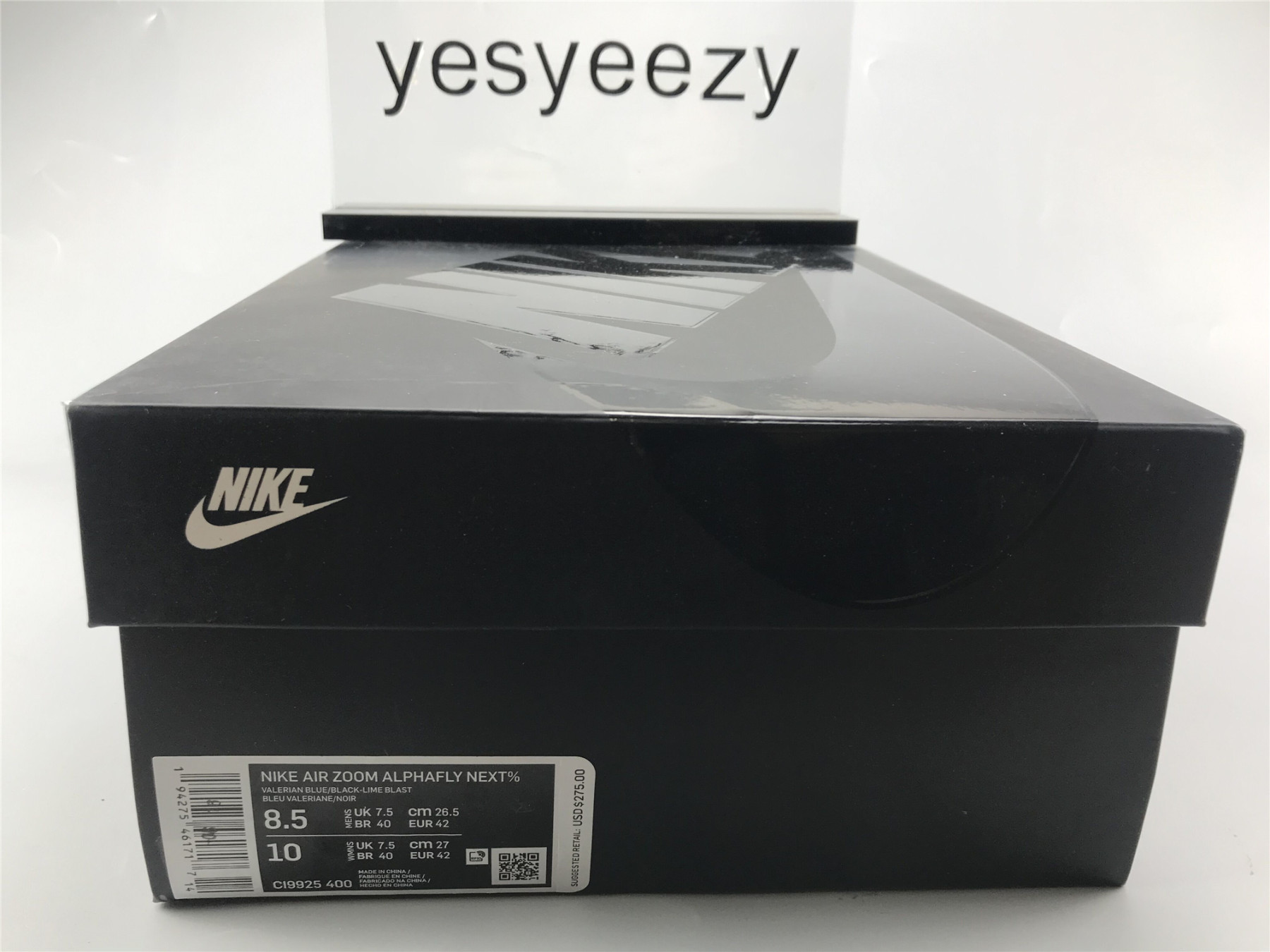 UA NIKE AIR ZOOM ALPHAFLY NEXT% BLACK ELECTRIC GREEN