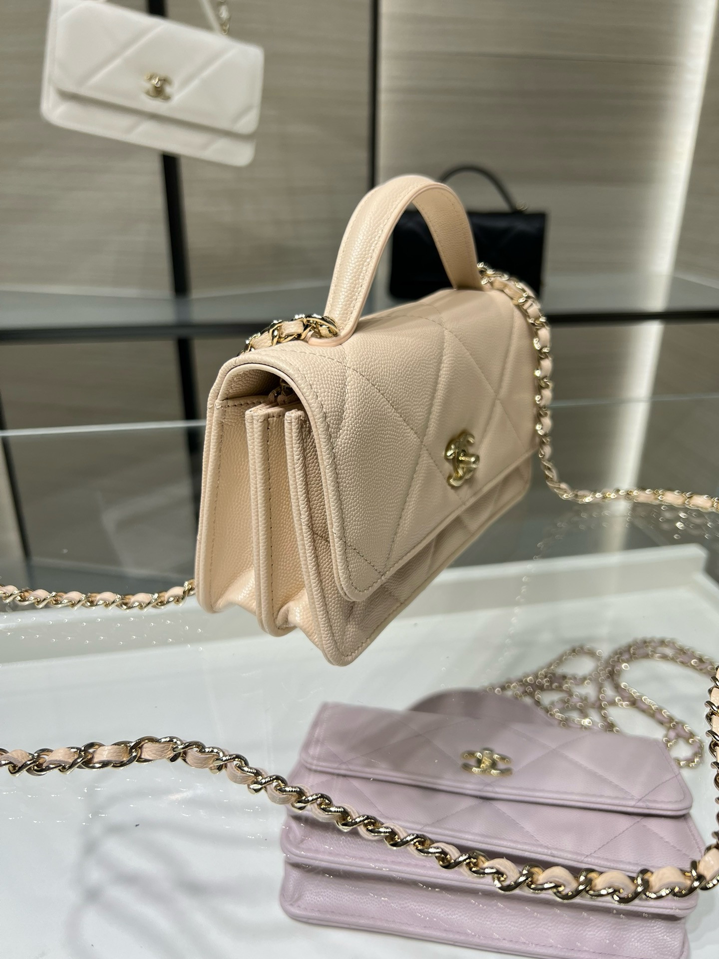 Chanel FLAP BAG WITH TOP HANDLE WALLET ON CHAIN 11x18.5x6cm