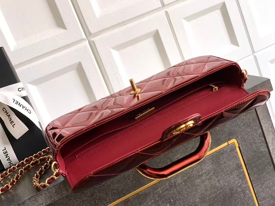 Ch**el Large Flap Bag with Top Handle 12.5x30x5cm