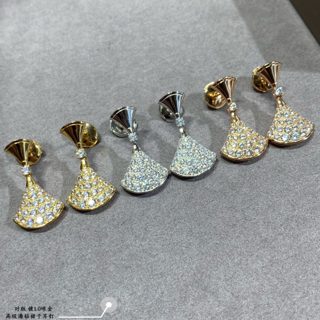 Bv1g*ai D1am0nd fan-shaped skirt Earrings