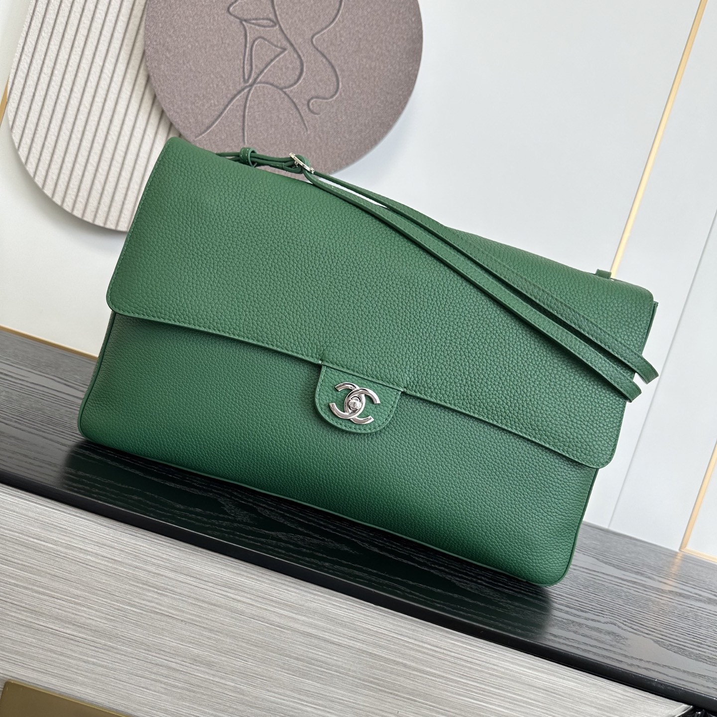 Ch**el Maxi Flap Bag Silver hardware AS6233 26x38.5x11cm