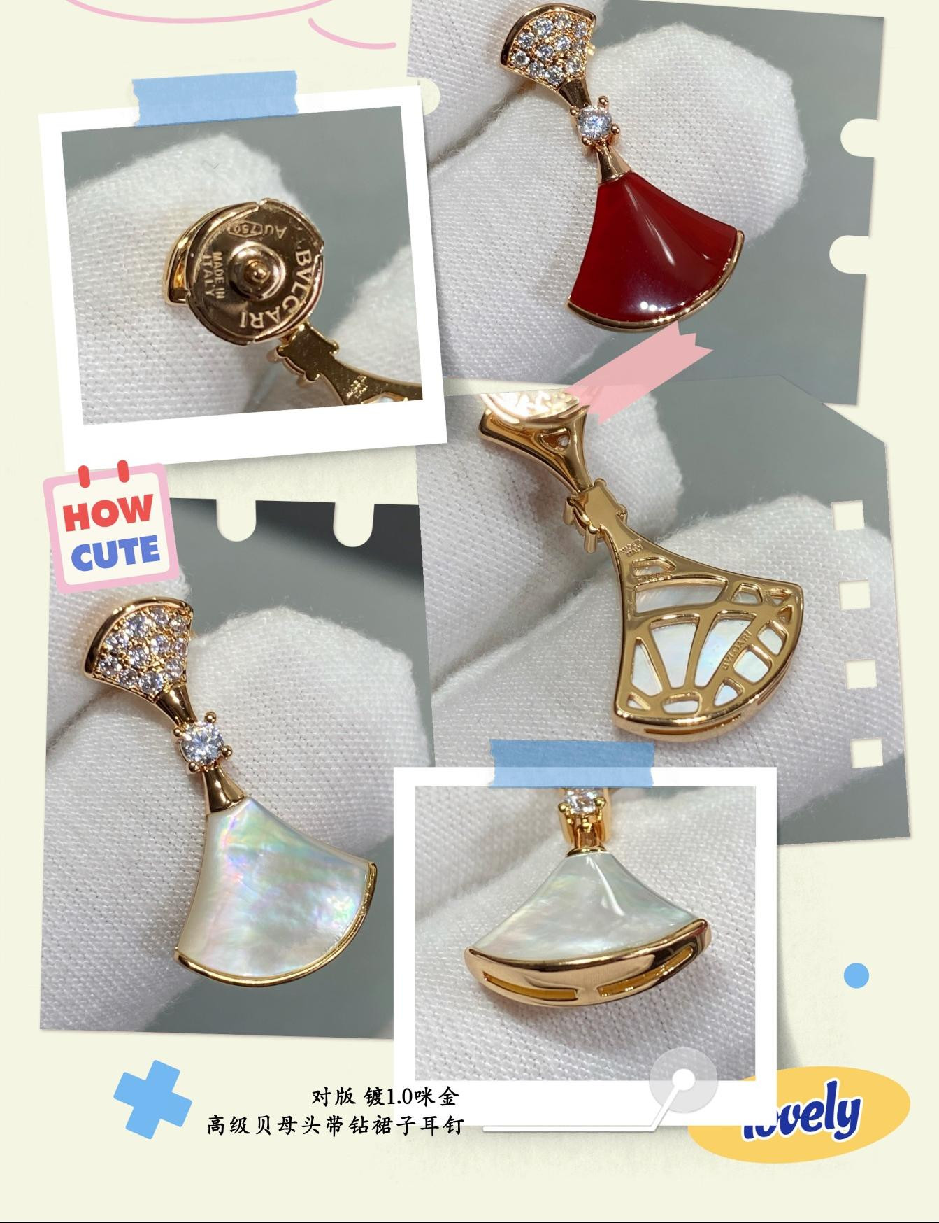 Bv1g*ai Headband D1am0nd Scalloped Skirt Earrings