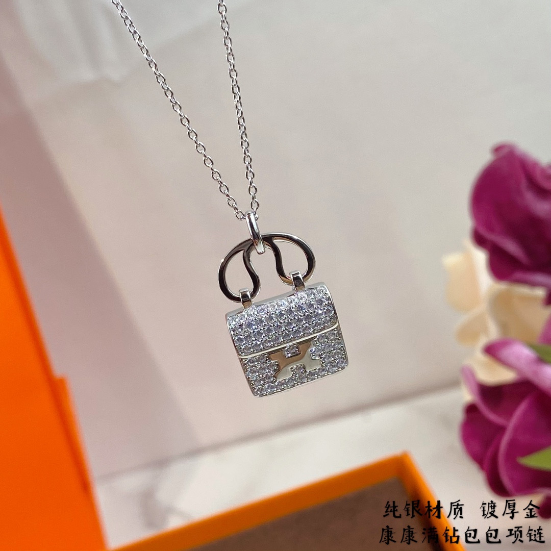 H**me5 fully D1am0nd-encrusted H bag Necklace
