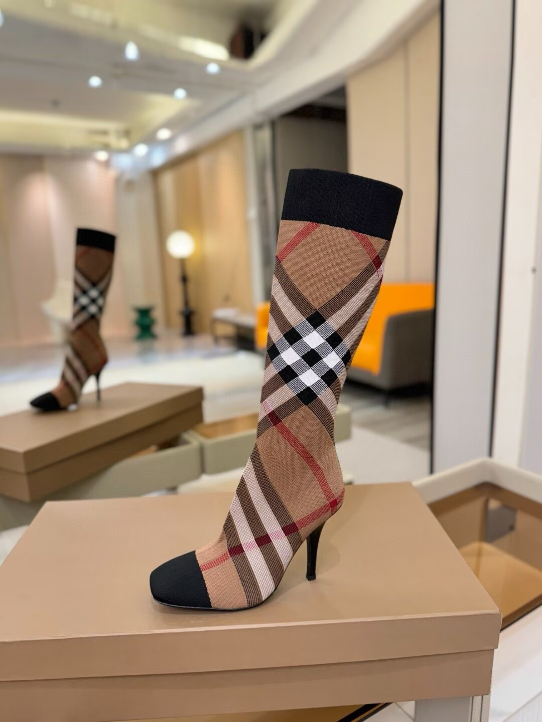 UA Burberry Check High Boots