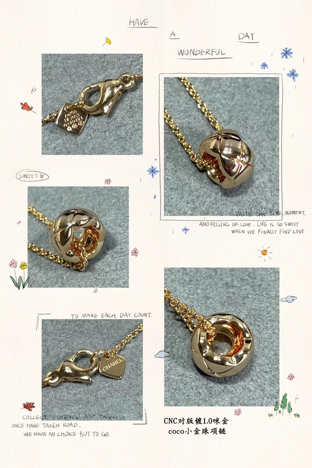 Ch**el Small gold beads Necklace