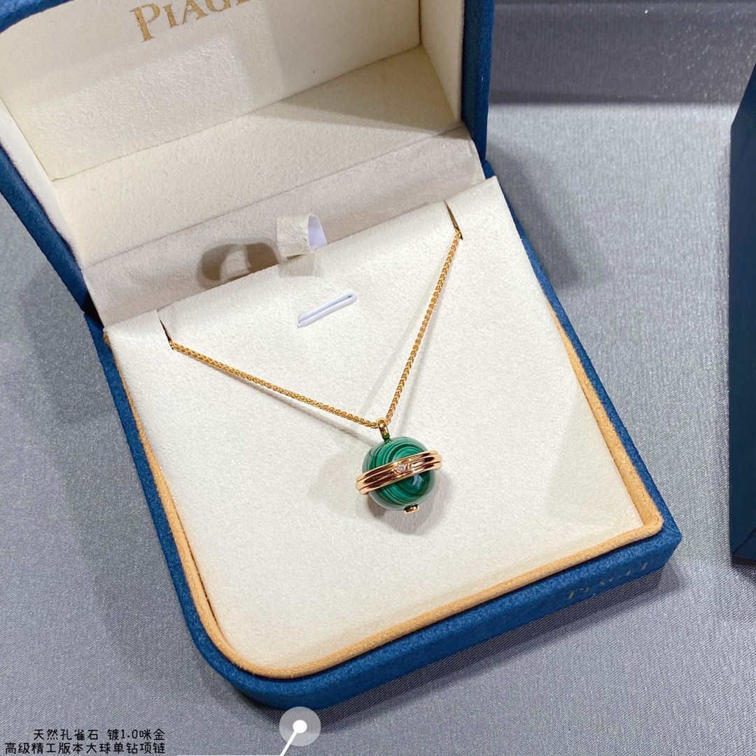 Piaget single D1am0nd natural malachite large ball Necklace