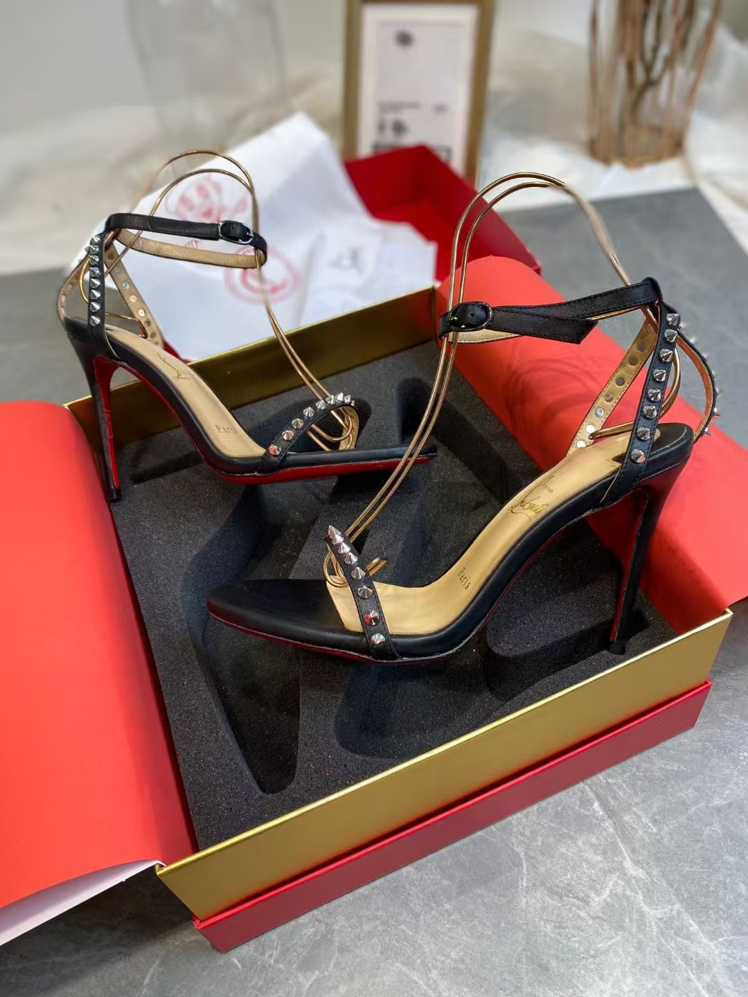 UA Chr1st1an Louboutin So Me Spike Strappy Sandals