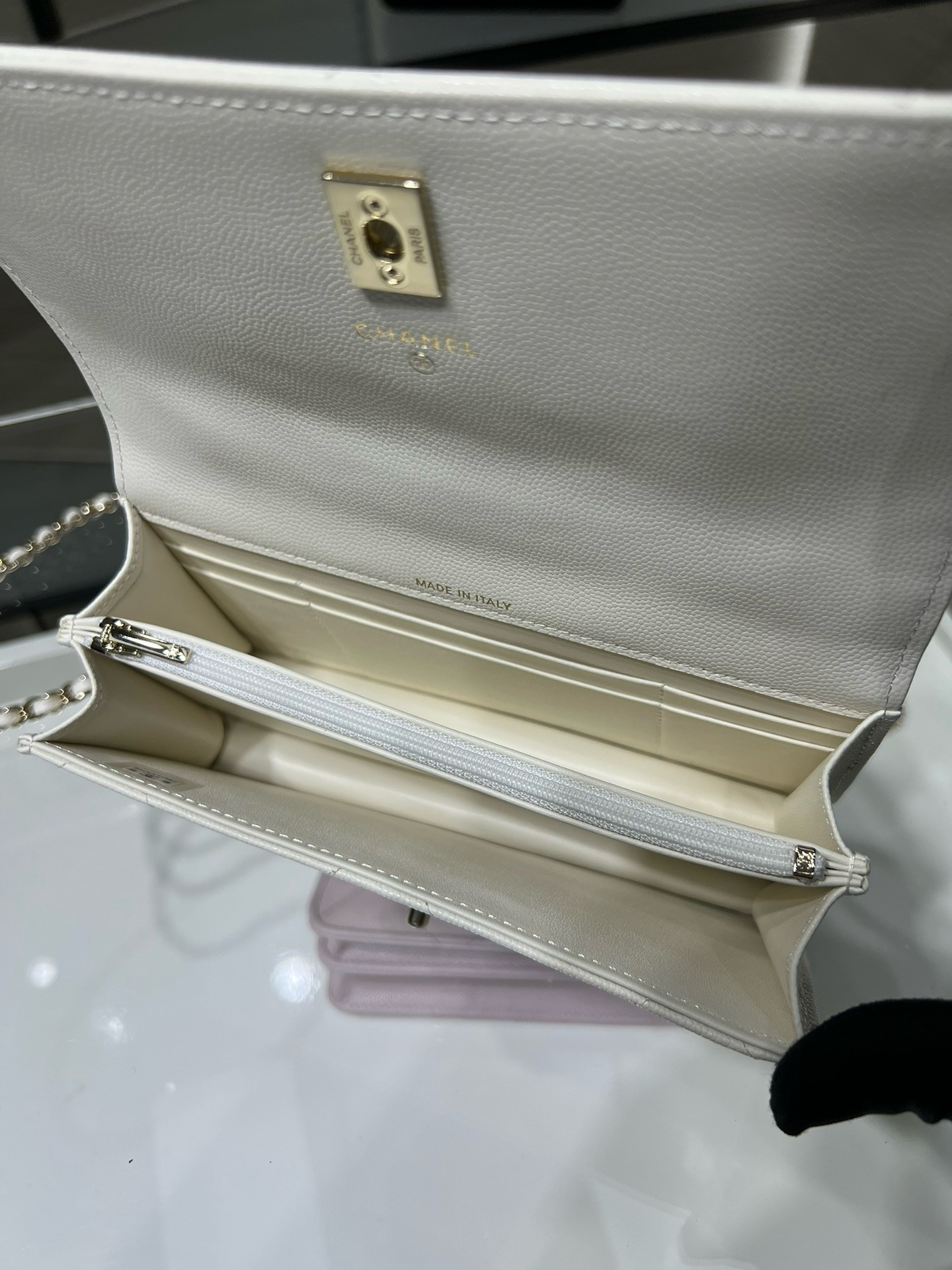 Ch**el flap bag with top handle wallet on chain 11x18.5x6cm