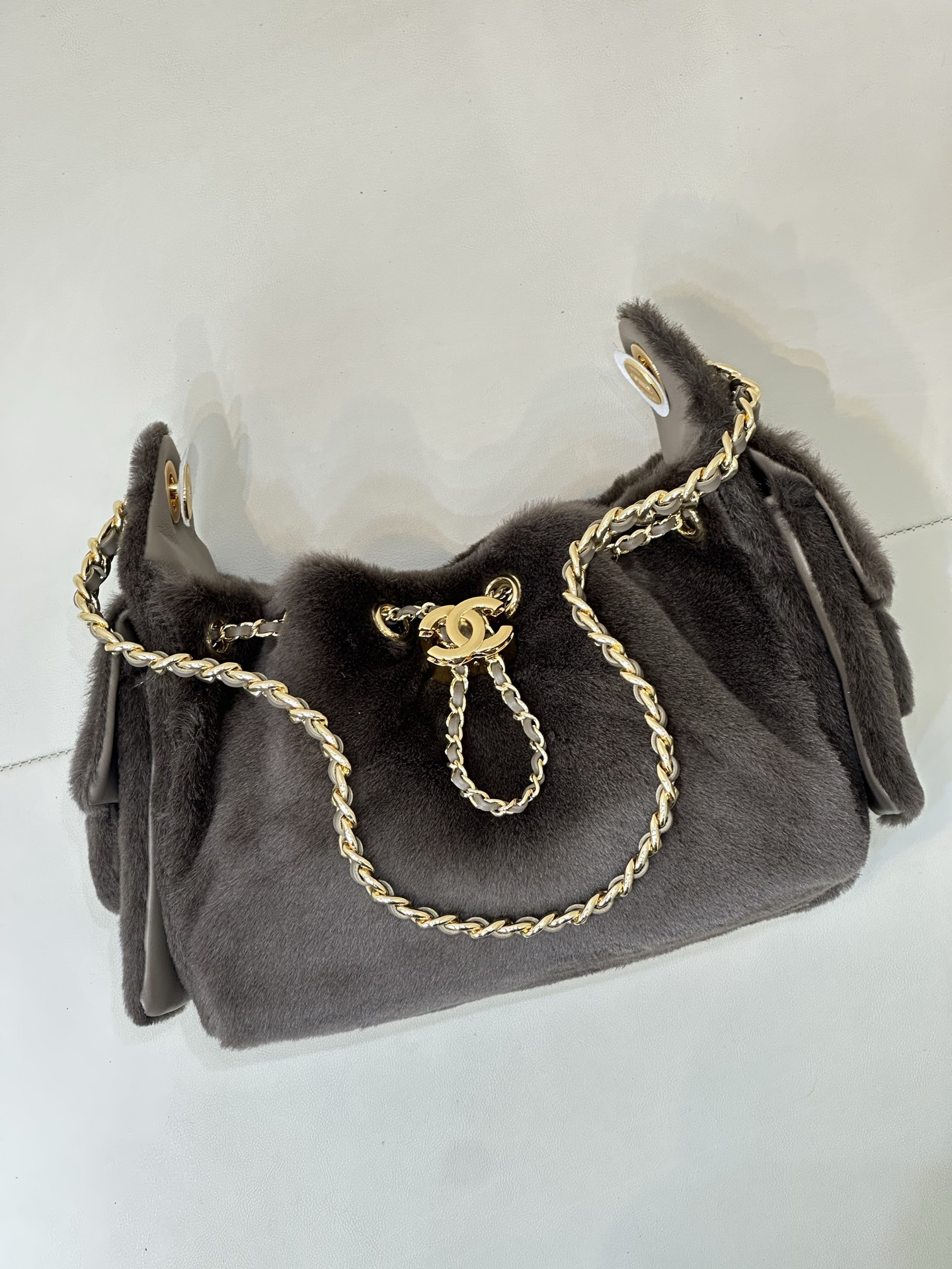 Ch**el 25C Bucket Bag Brown 20x22x12.5cm