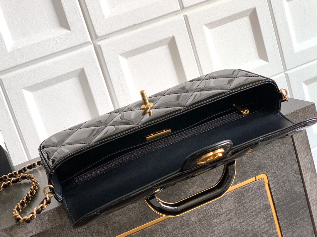 Ch**el large flap bag with top handle 12.5x30x5cm
