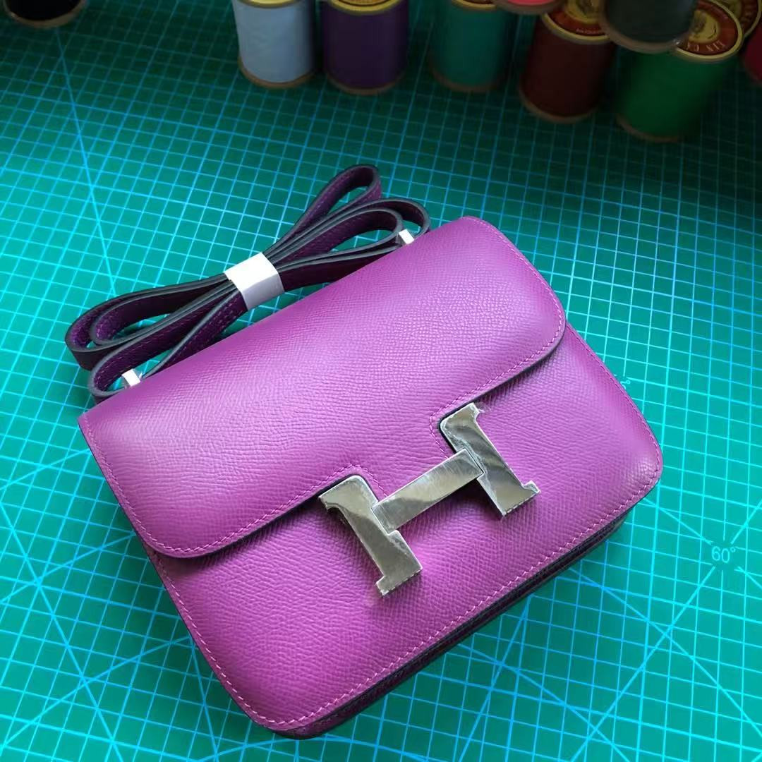 H**me5 Constance 19 Epsom Silver Hardware 7.25" x 6.25" x 2.25"