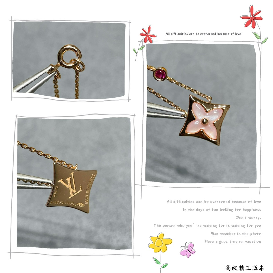 L0vis Vvtt0n Square Pink D1am0nd pink shell Necklace