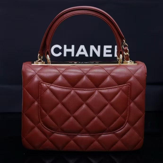 Ch**el flap bag with top handle 17x25x12cm
