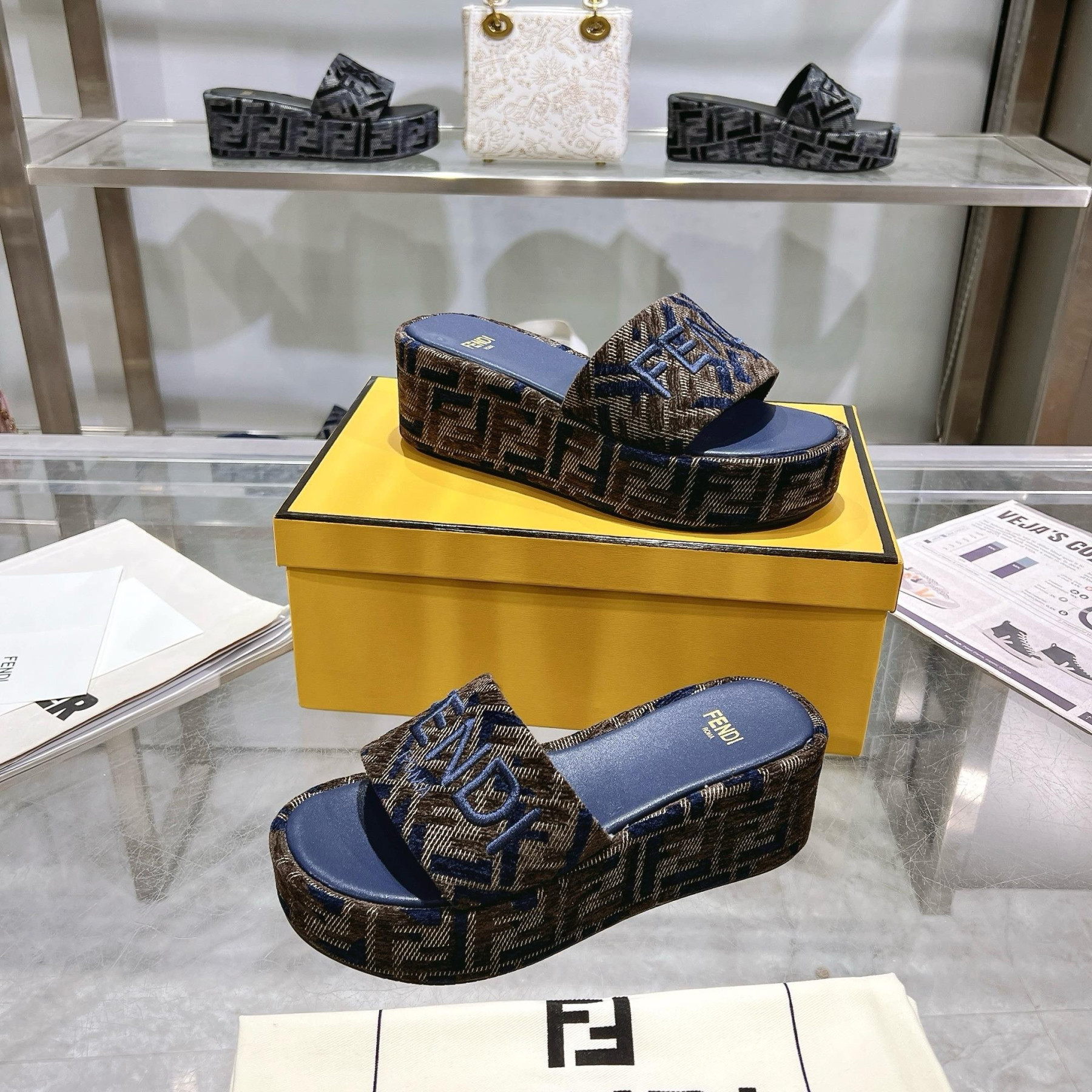 UA F**di Sunshine FF Chenille Jacquard Platform Sandals