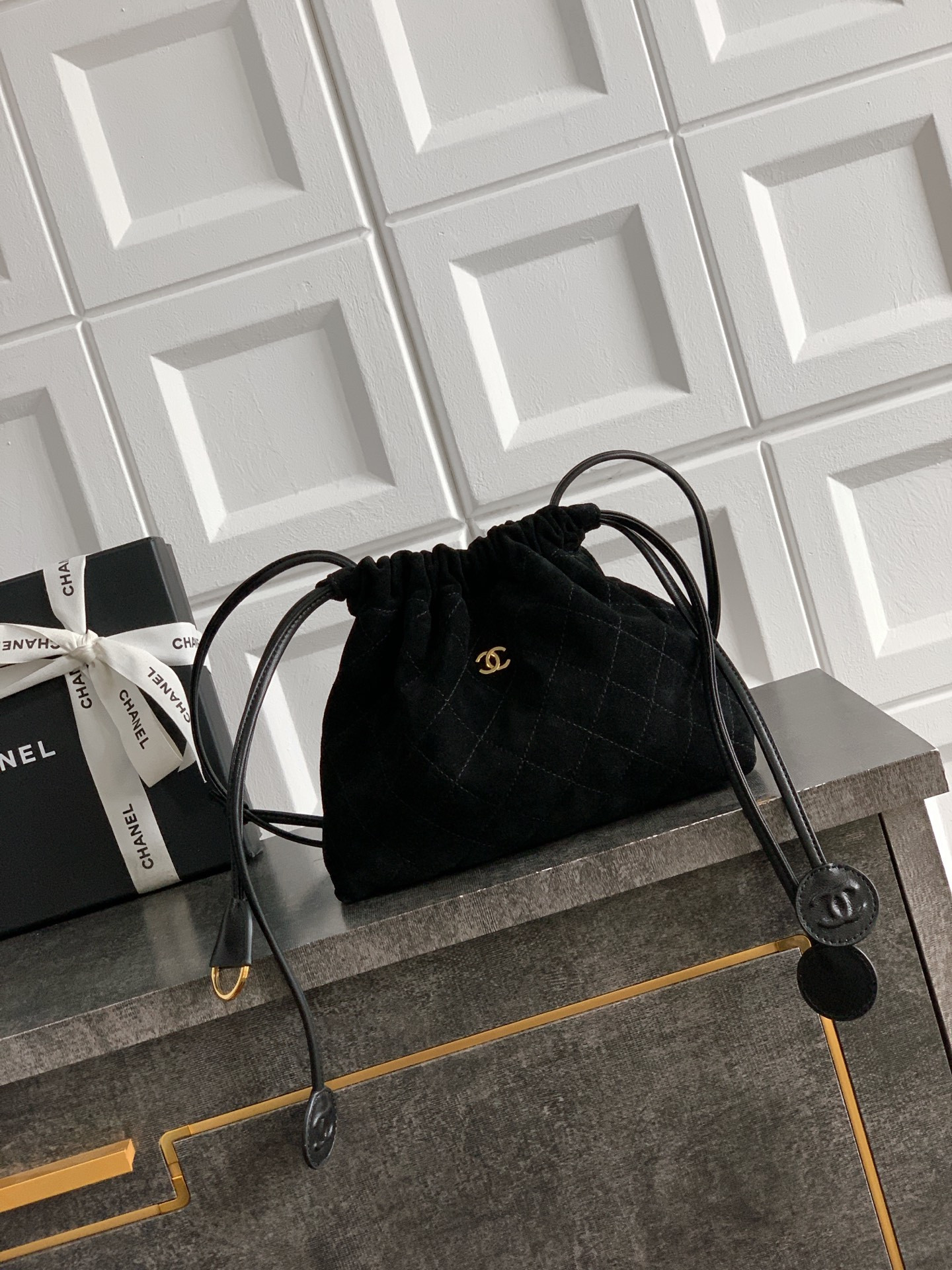 Ch**el clutch with leather strap ap5227 17x22x8cm