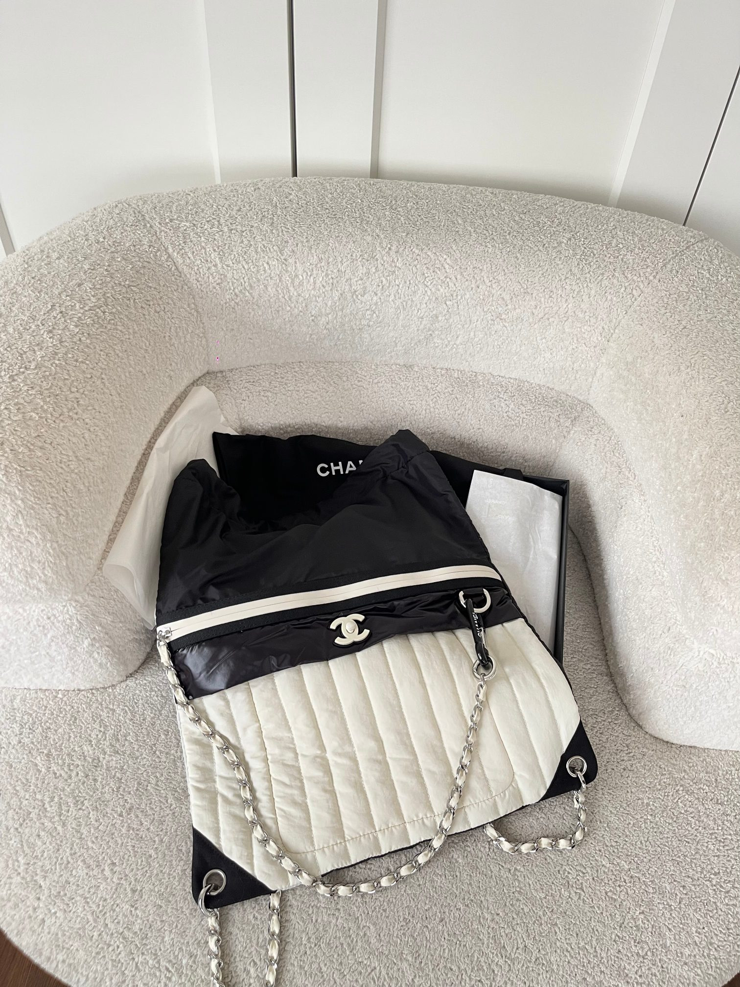 Ch**el Nylon Backpack 44x35cm