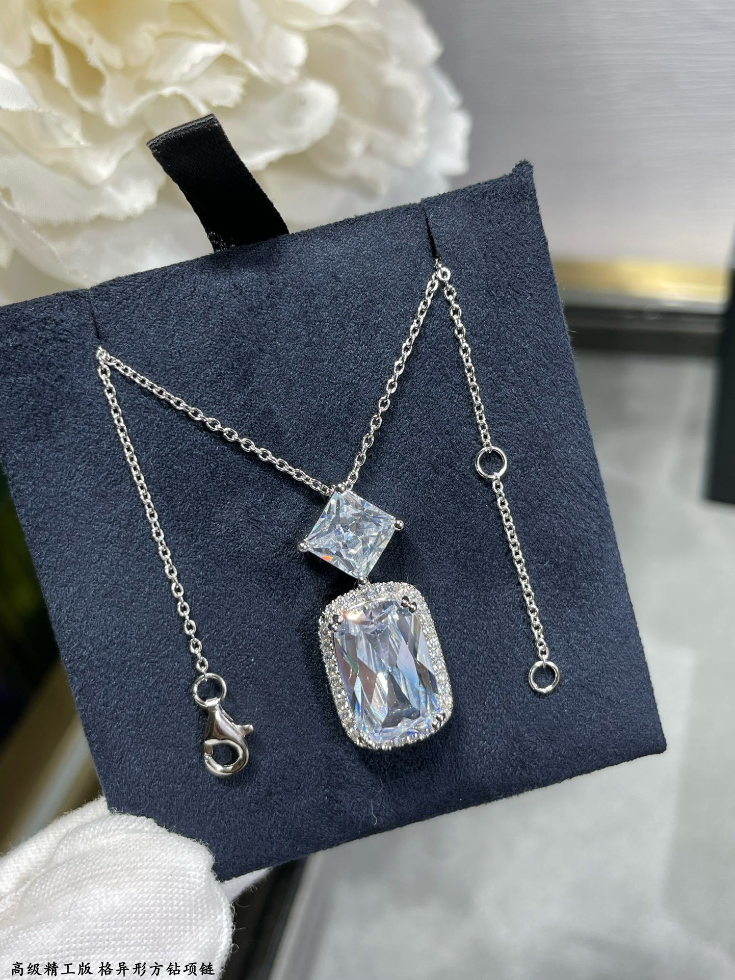 Graff Square D1am0nd Necklace Ag925