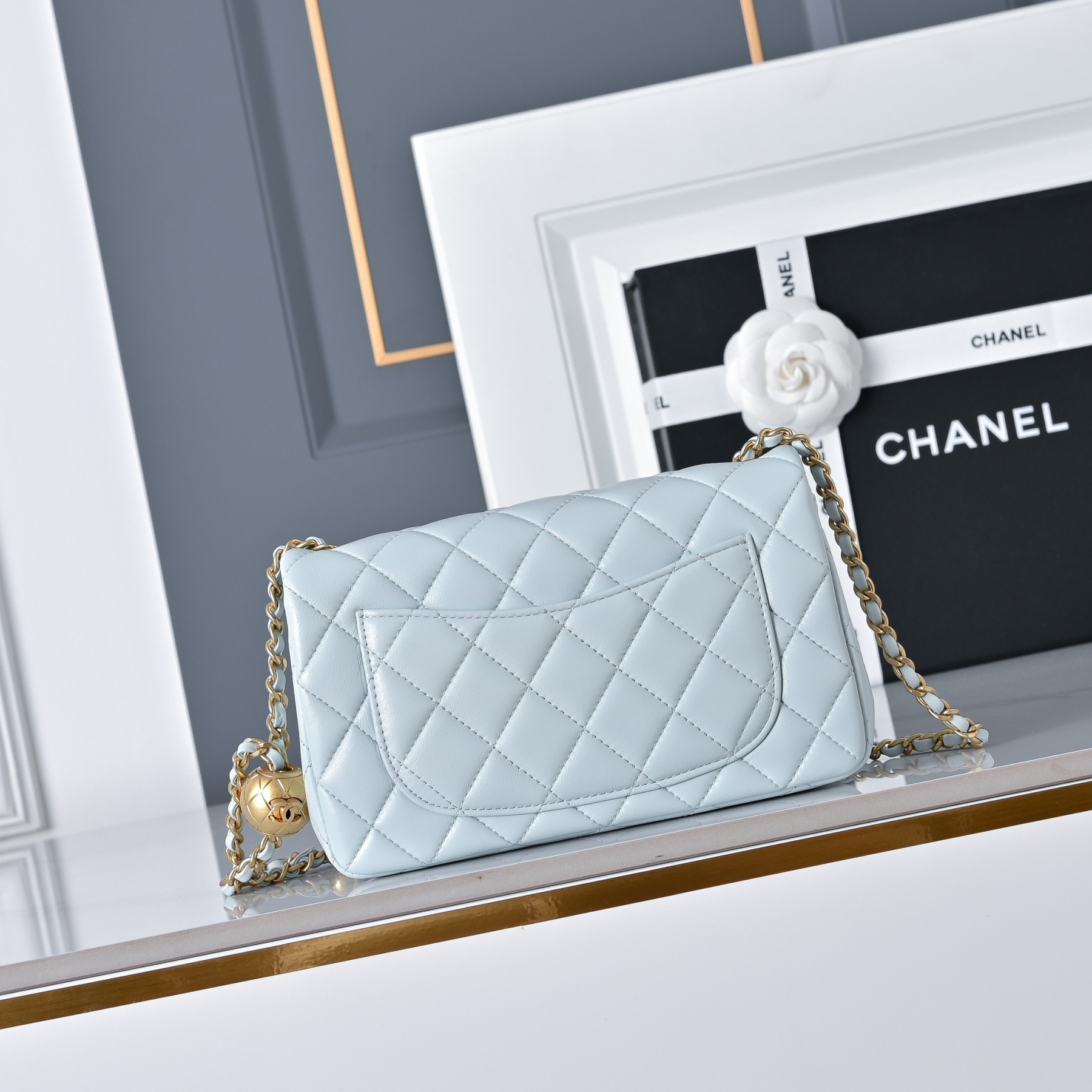 Ch**el Flap Bag Light Blue AS1787 20x13x7cm