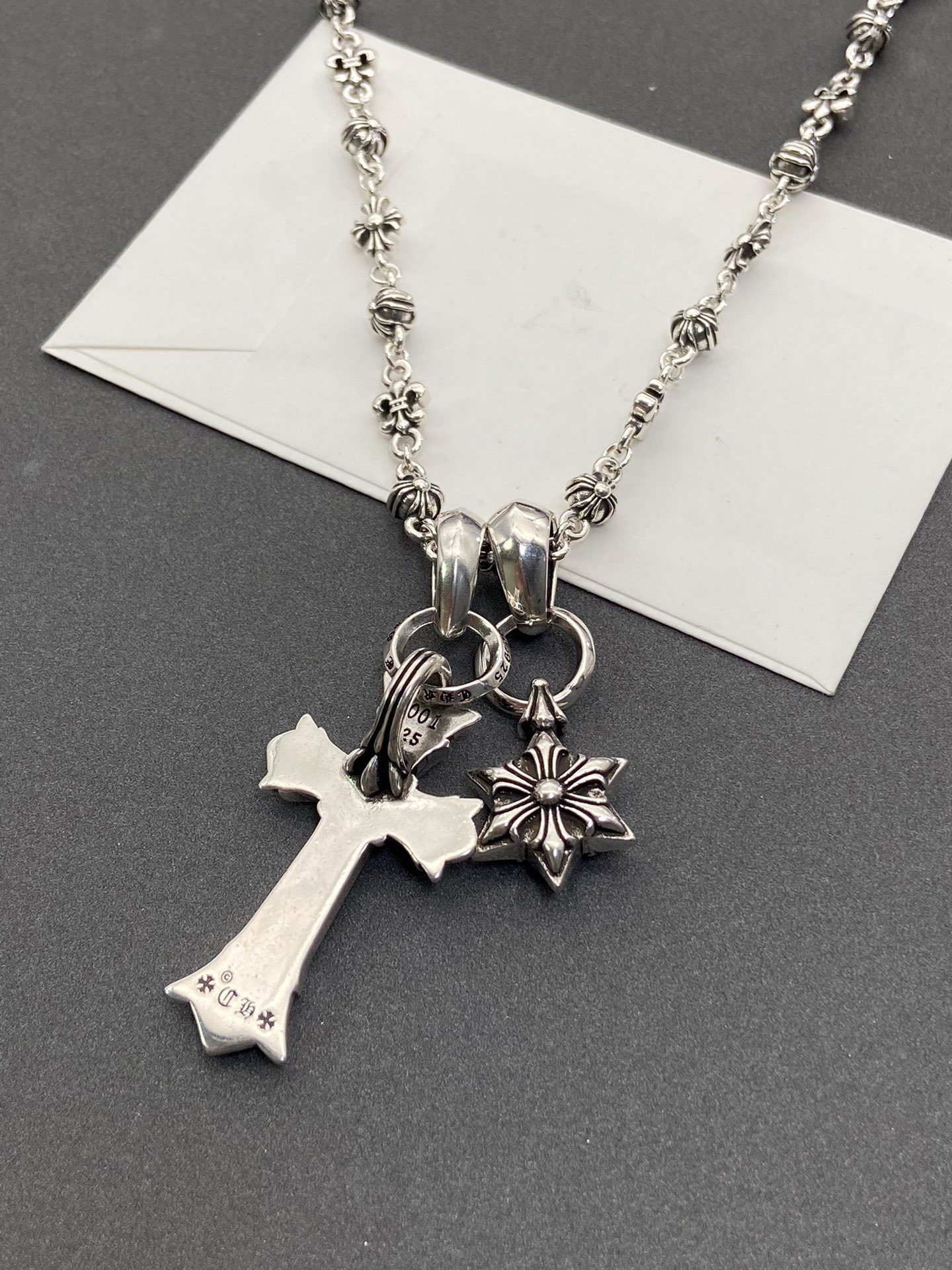 Ch*0me He**ts Cross and Star of David Necklace