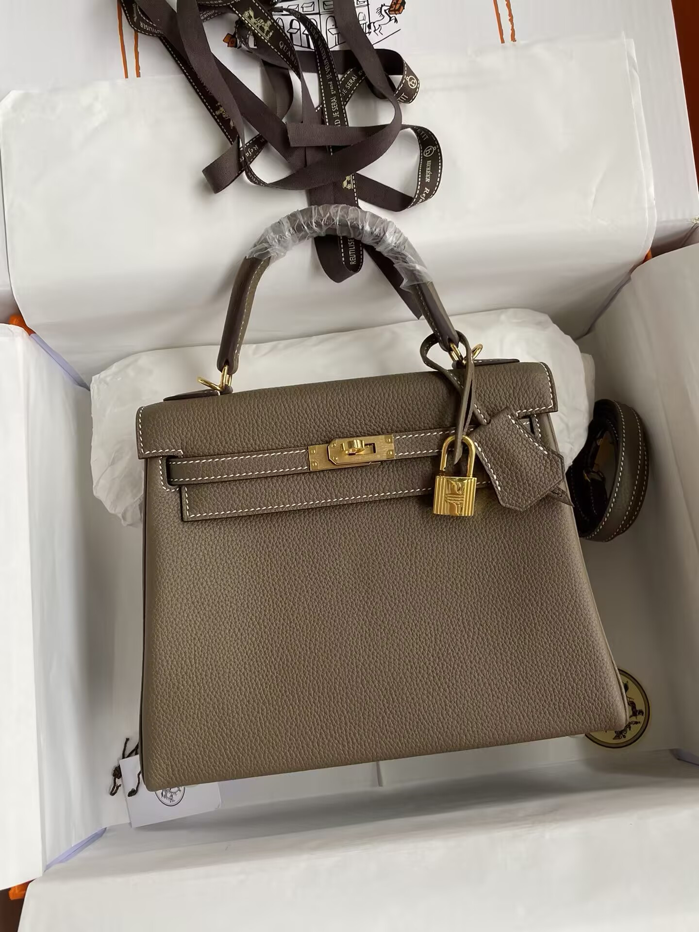 H**mes Kelly Silver-tone Hardware 25 28