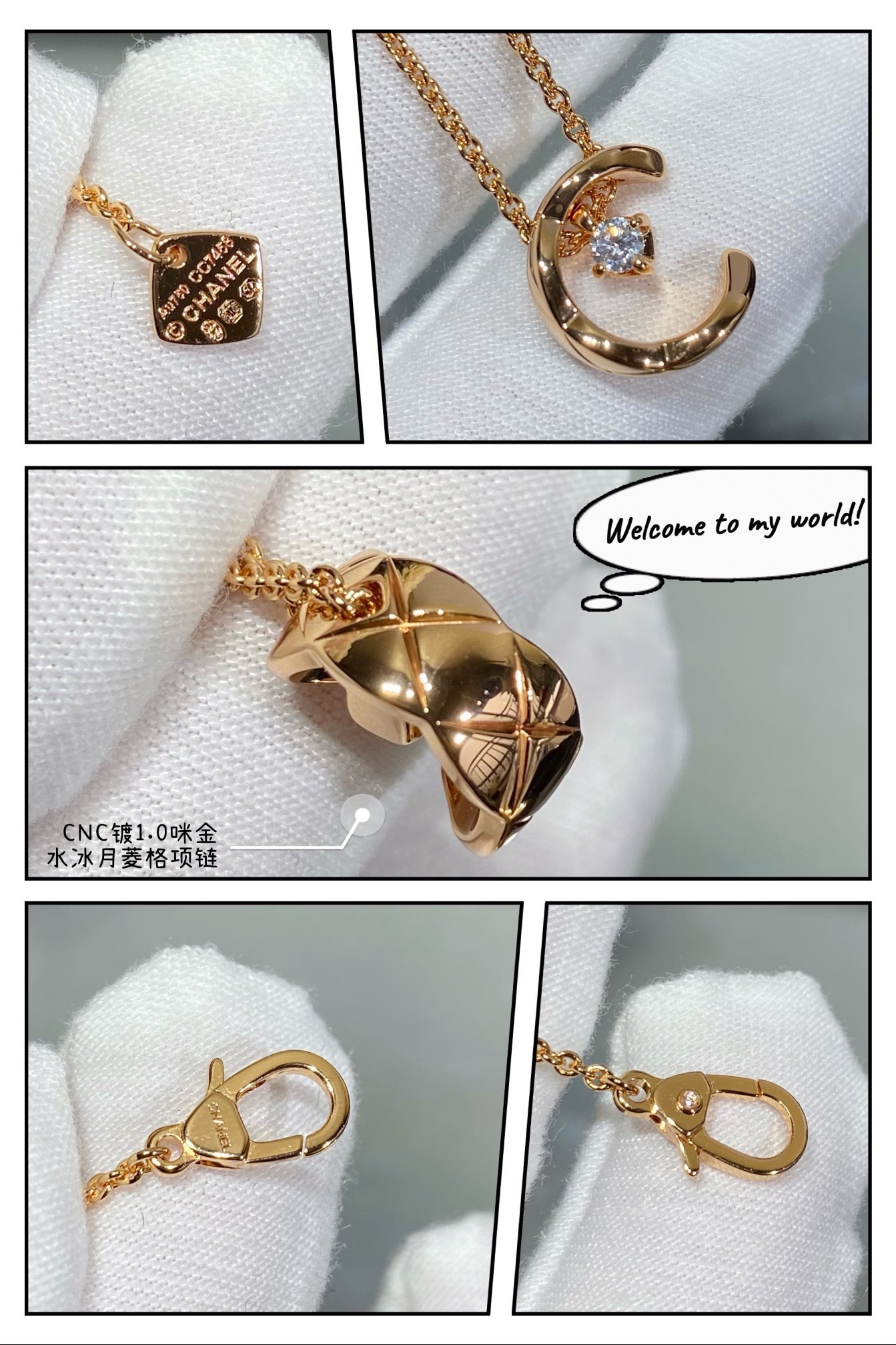 Ch**el Carved D1am0nd-shaped Sailor Moon Necklace