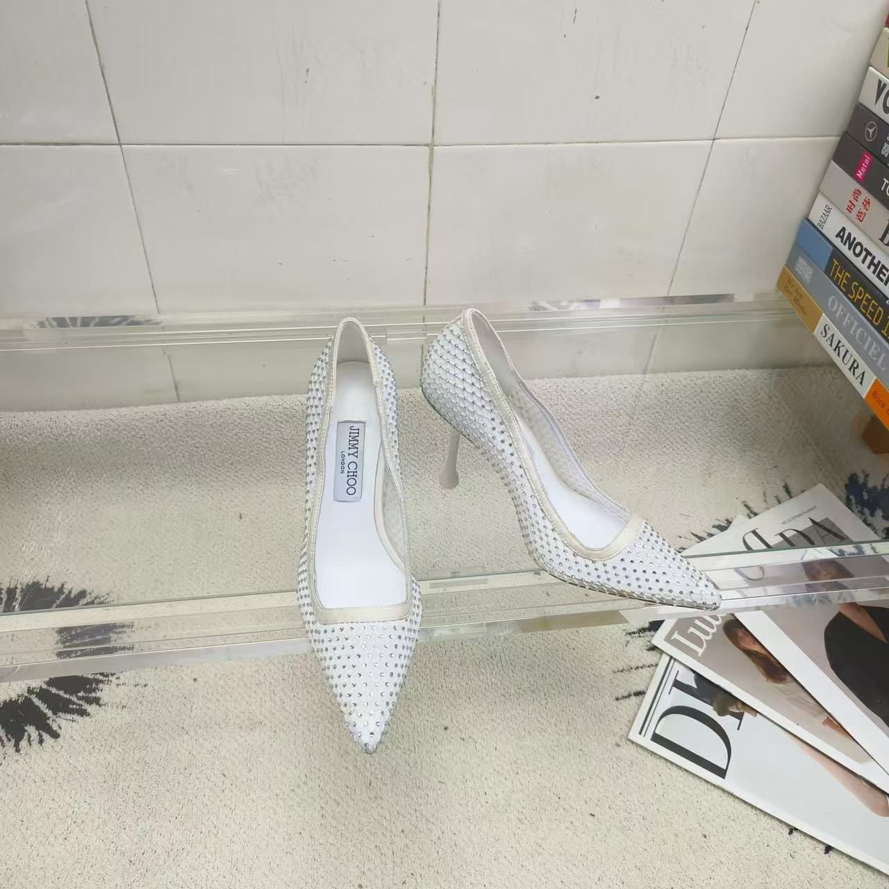 UA J1m*y Ch00 White Mesh Pumps