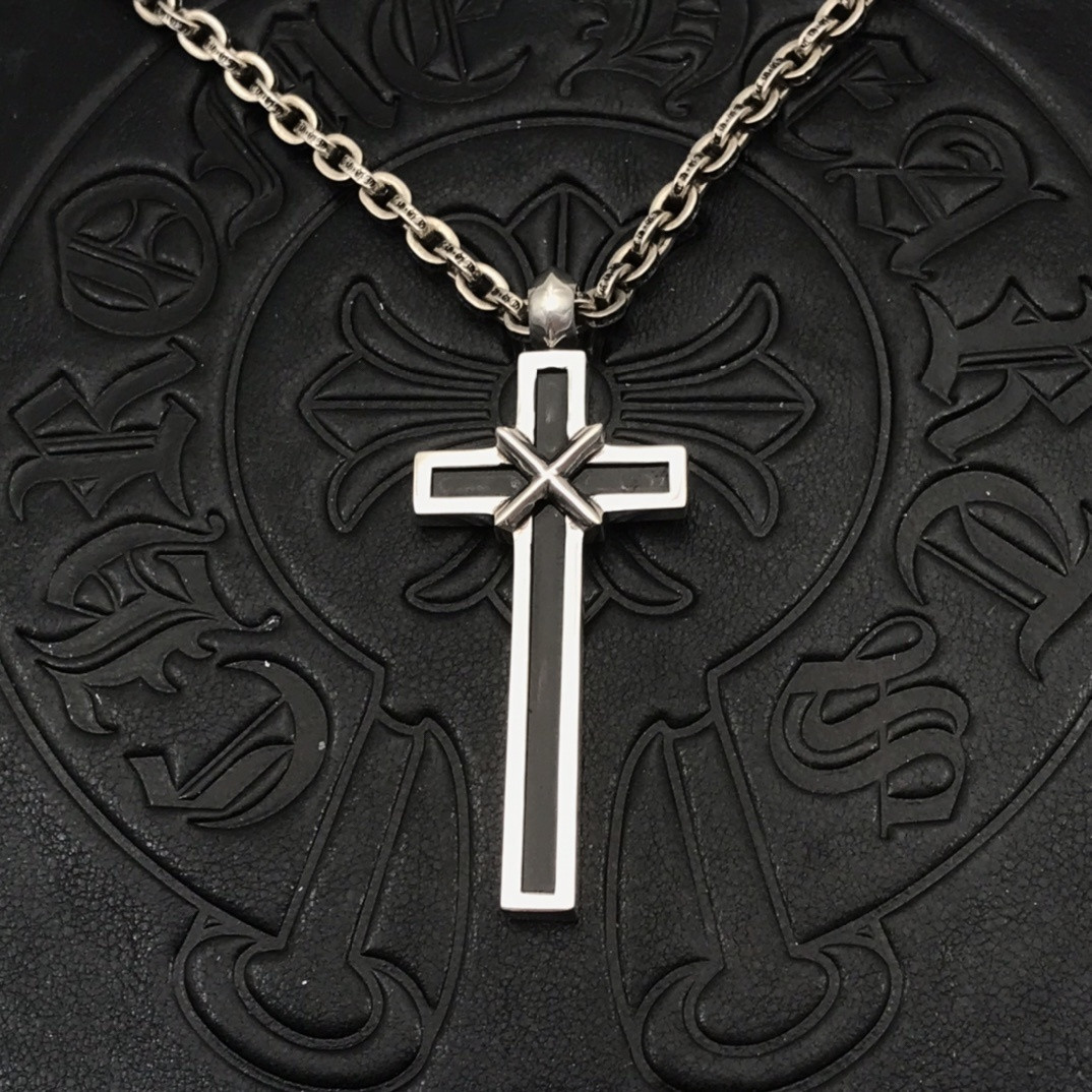 Ch*0me He**ts Cross Necklace