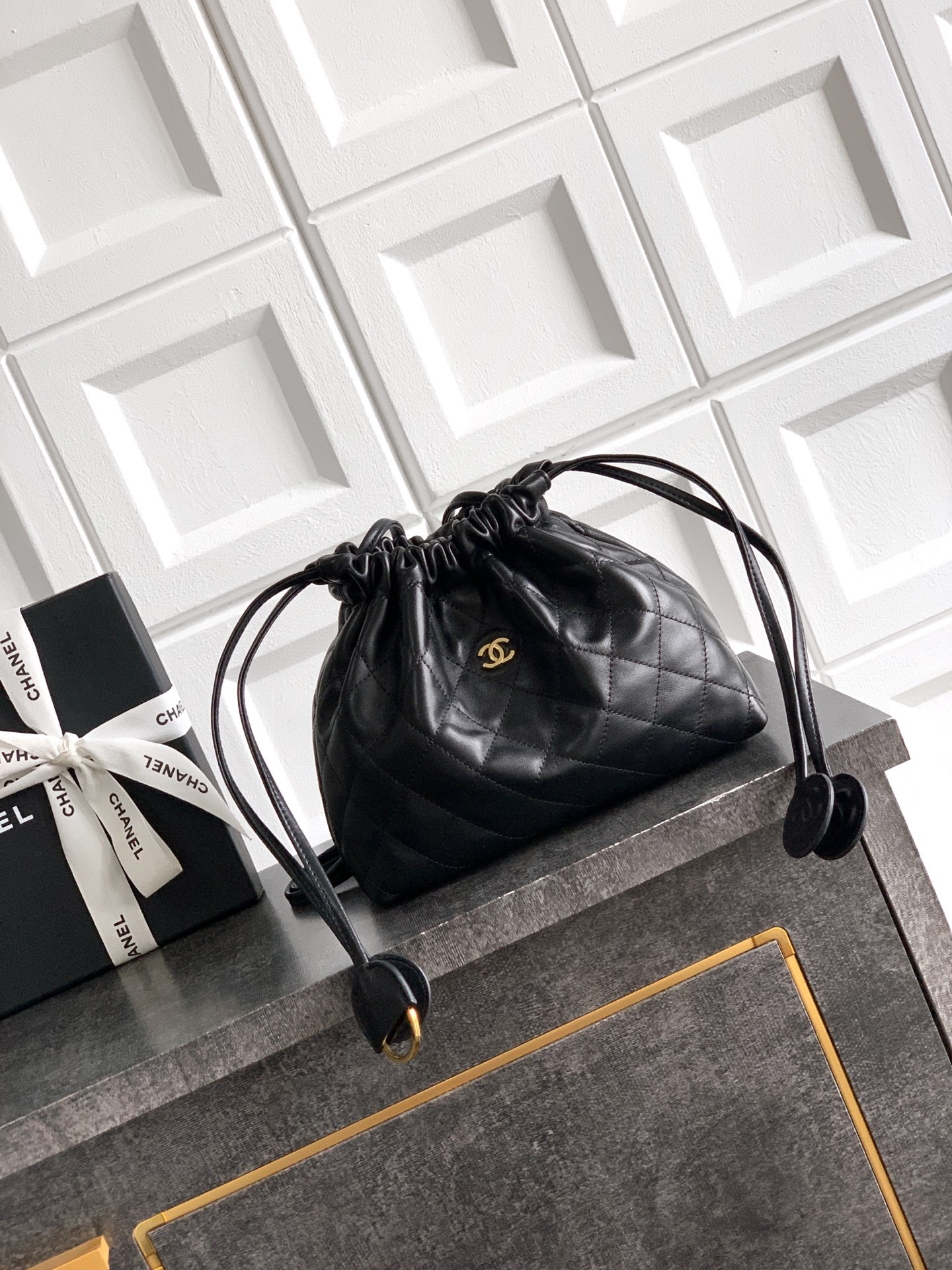 Ch**el clutch with leather strap ap5227 17x22x8cm