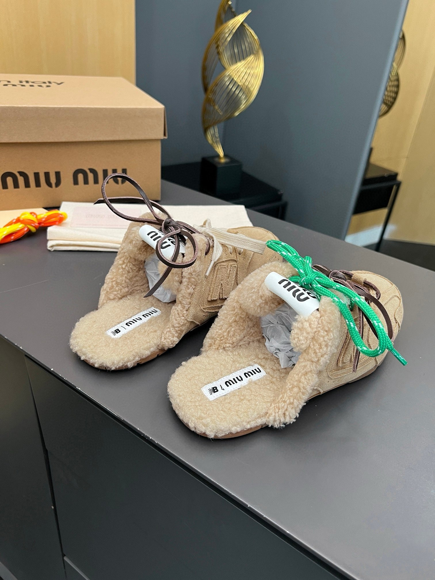 UA New Balance X Miu Miu 530 SL Suede Sneaker Mules