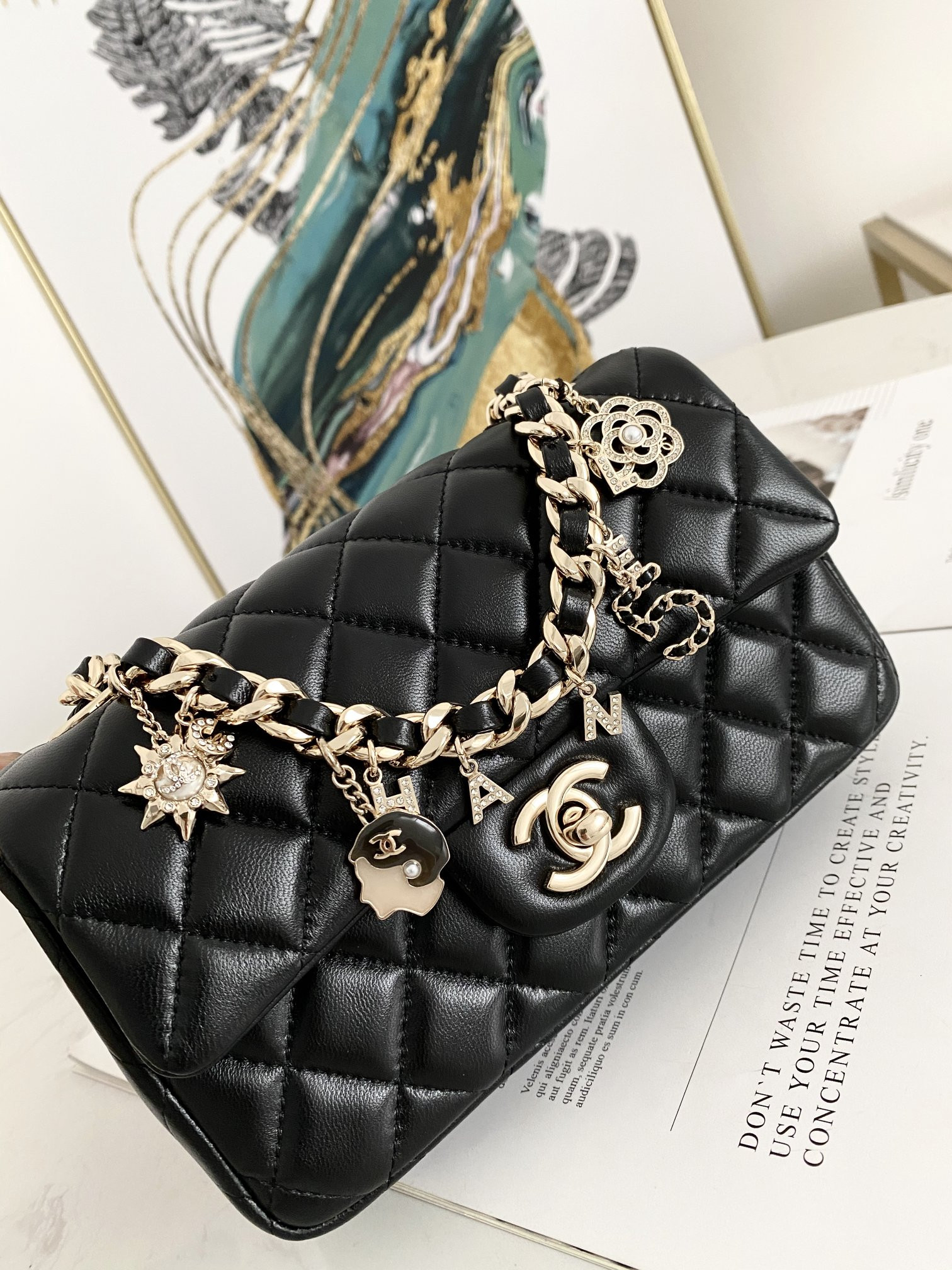 Ch**el Coco Charms Mini Flap Bag AS2326 20x12x6cm