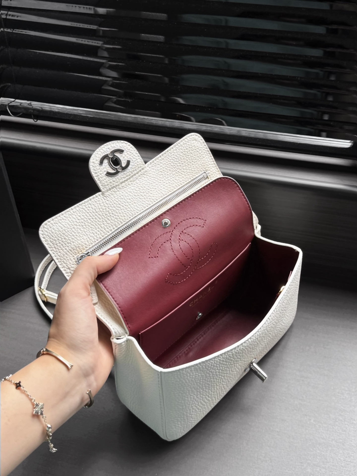 Ch**el Mini Flap Bag Silver Hardware AS6573 13x20x6cm