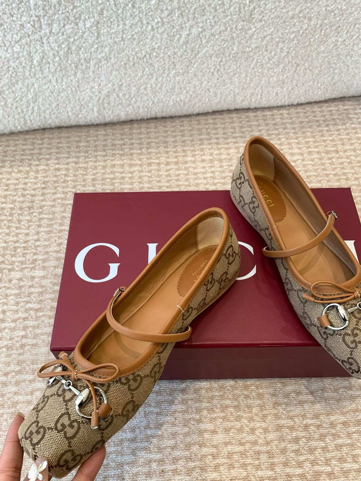 UA Gvc*1 Horsebit GG canbas Ballet Flats