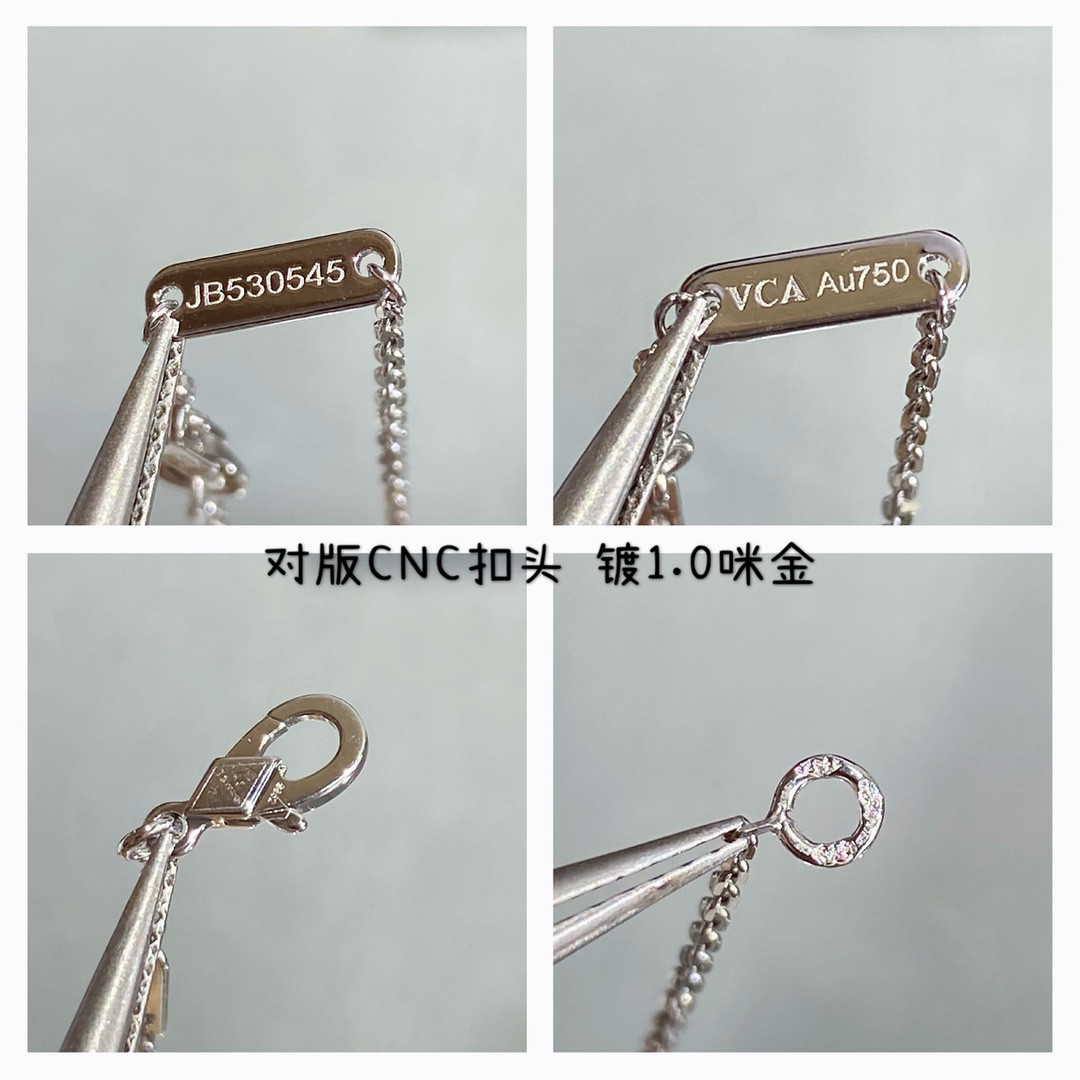 V*n Cl**f & Arpels Medium Classic Natural purple chalcedony four-leaf clover Necklace Diameter approx 1.5cm,Chain length approx 40+5cm