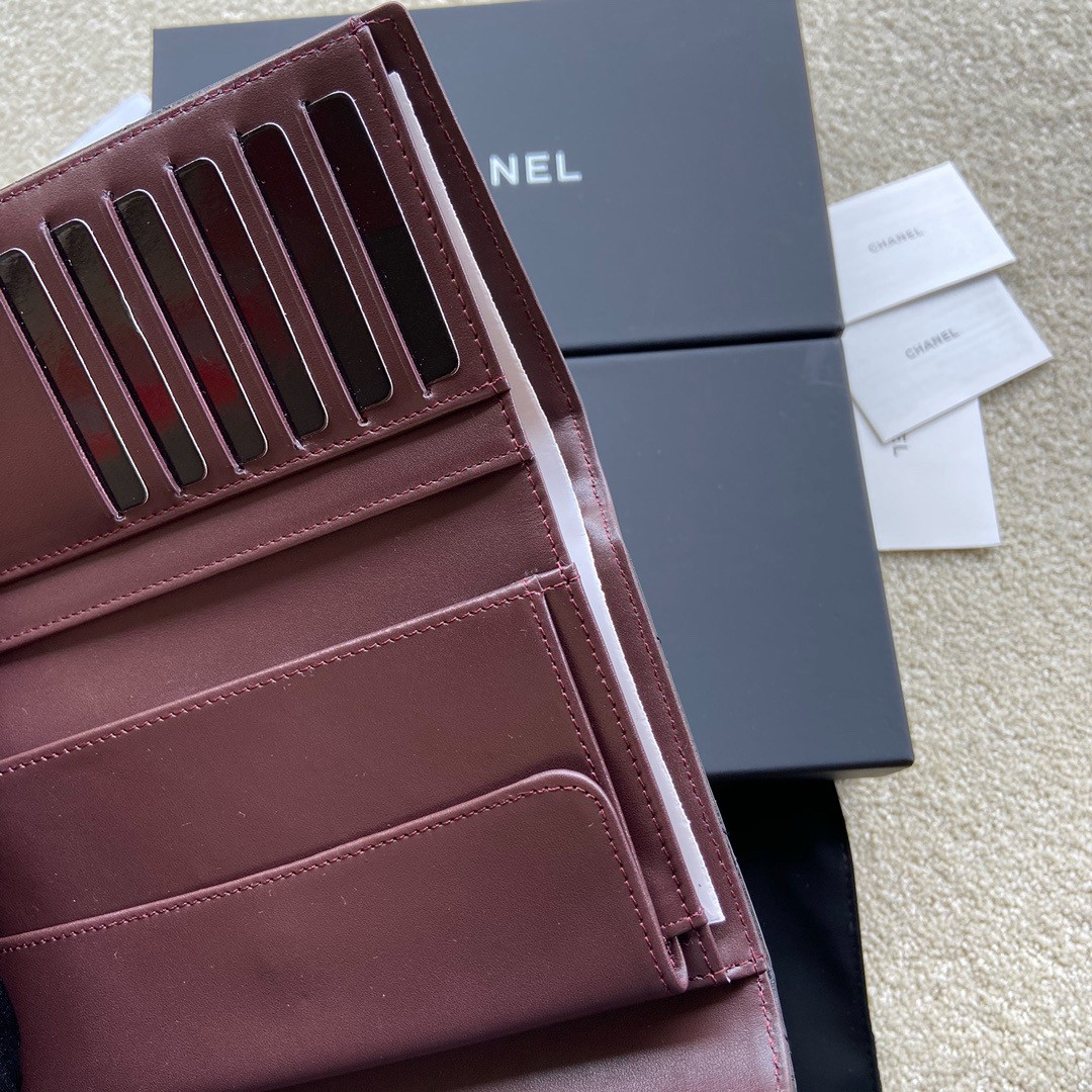 Ch**el FLAP WALLET BLACK SILVER 19.5 x10 cm