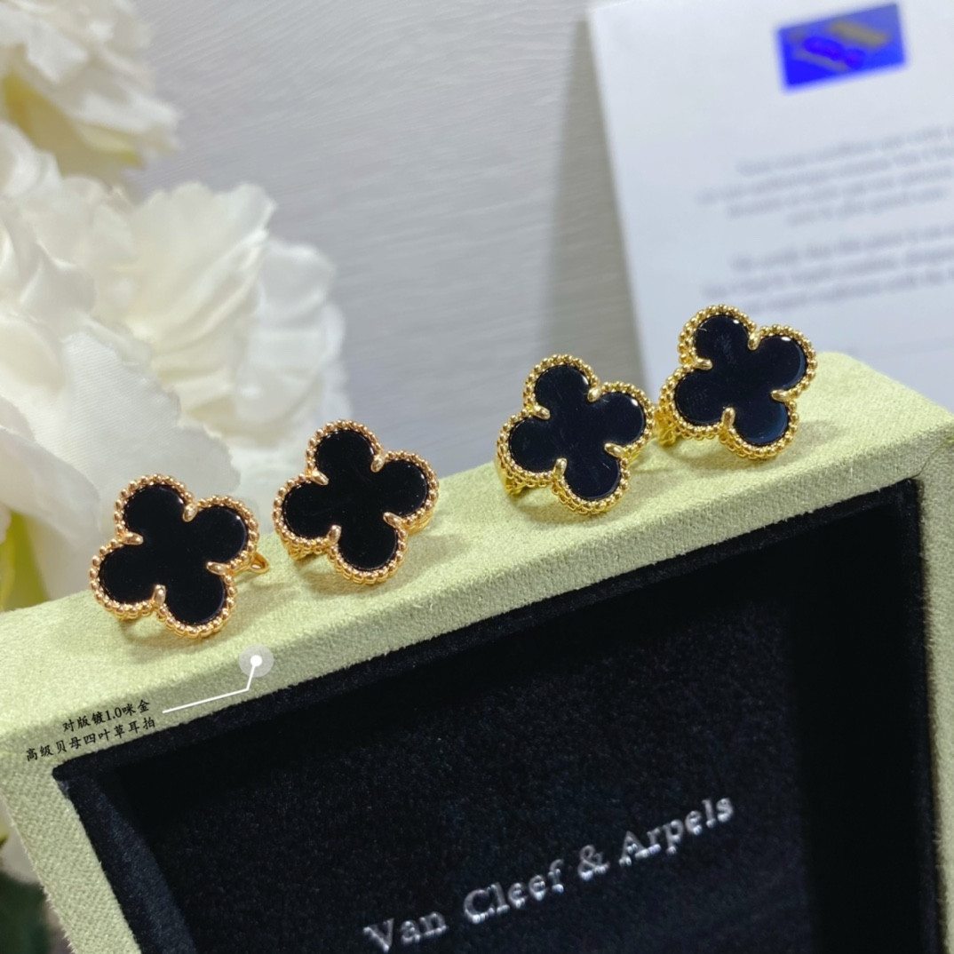 V*n Cl**f & Arpels Premium Fritillaria Four-Leaf Clover Earrings