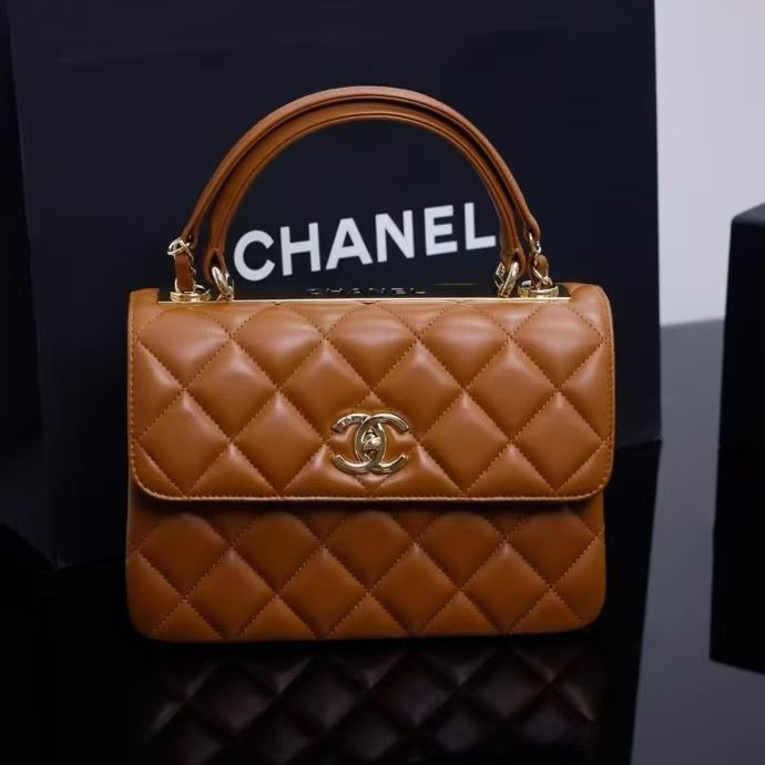 Ch**el flap bag with top handle 17x25x12cm