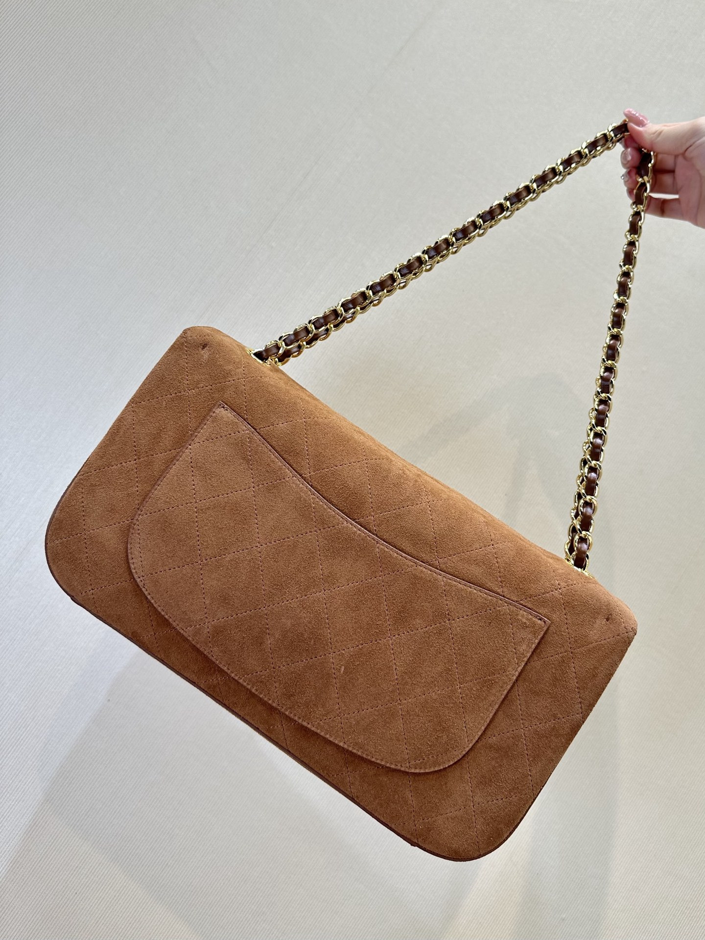 Ch**el Maxi Flap Handbag Brown AS6281 19.5x32x10cm