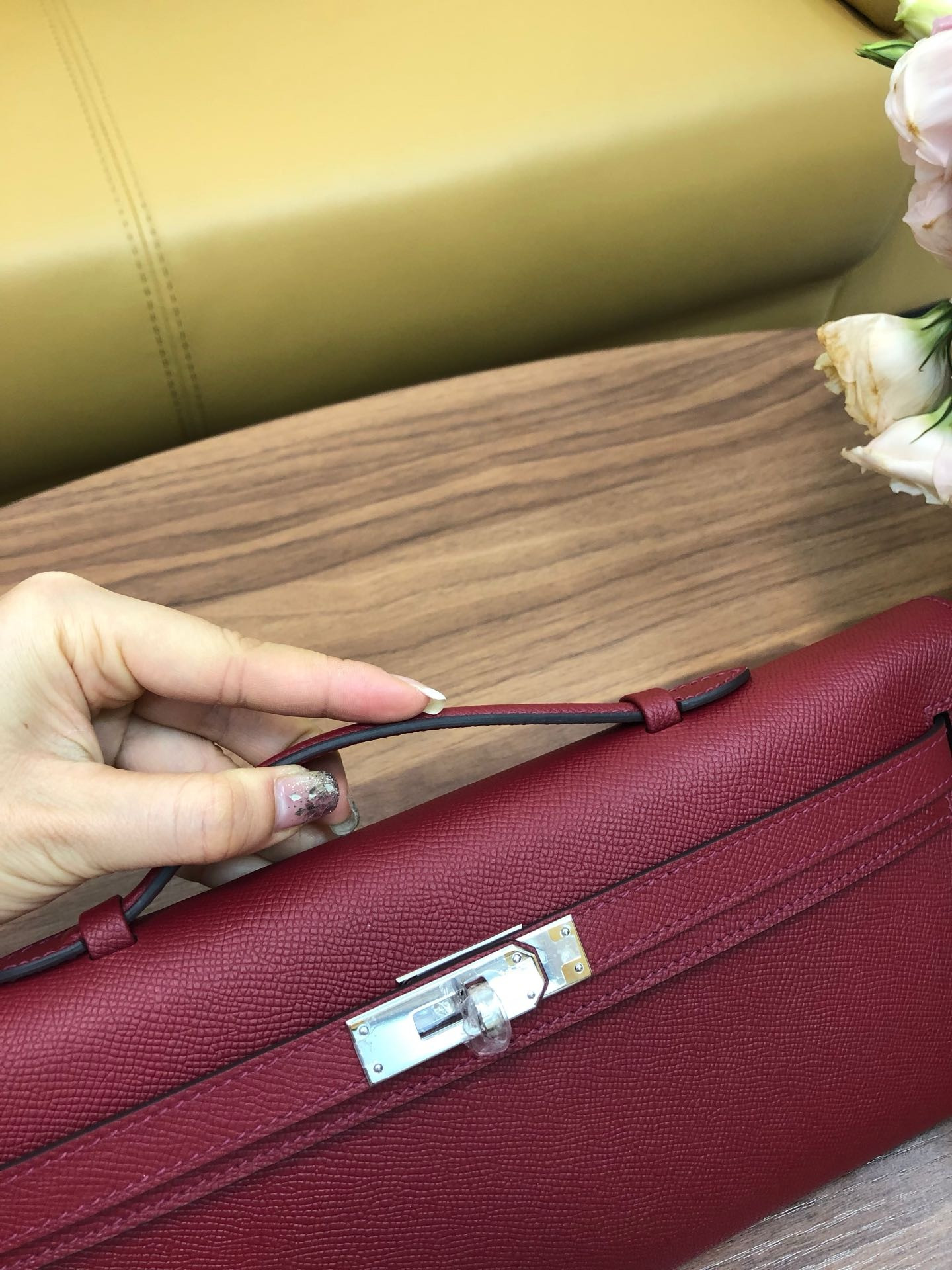 H**me5 Kelly Cut 31cm Epsom Leather Silver